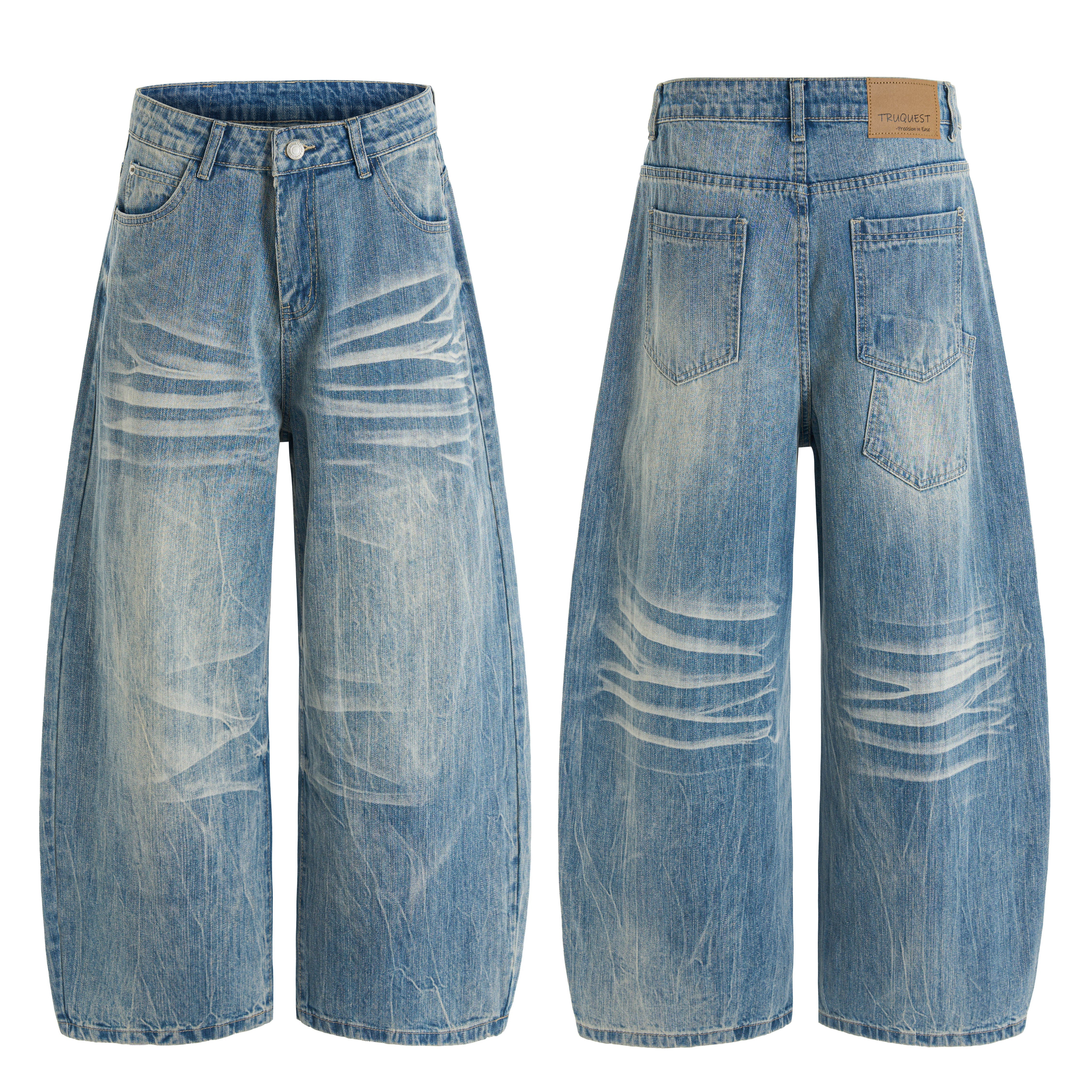 Omirad Heavy Washed Wide-Leg Denim Jeans
