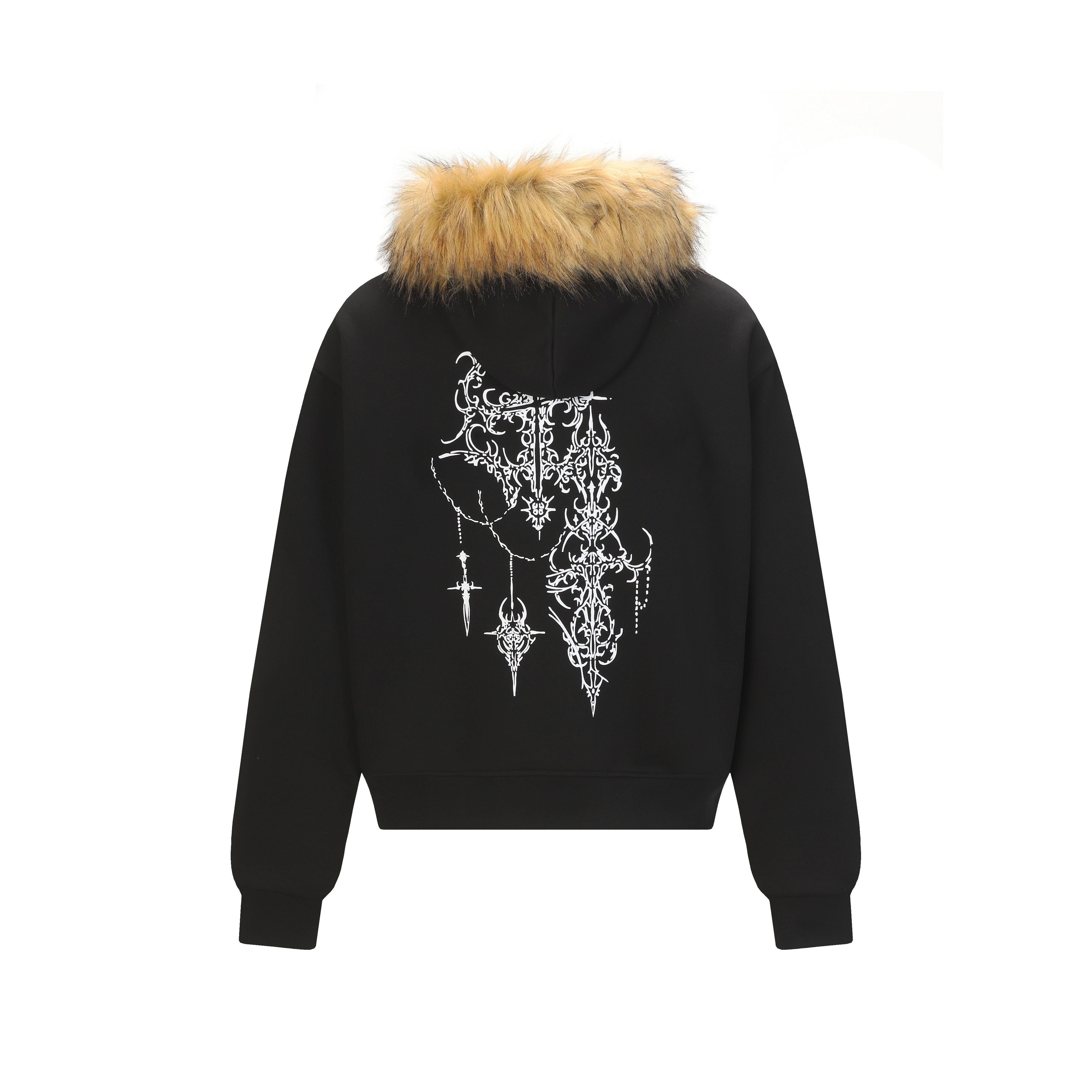 Omirad Gothic Fur Hood Zip Hoodie