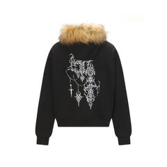 Omirad Gothic Fur Hood Zip Hoodie