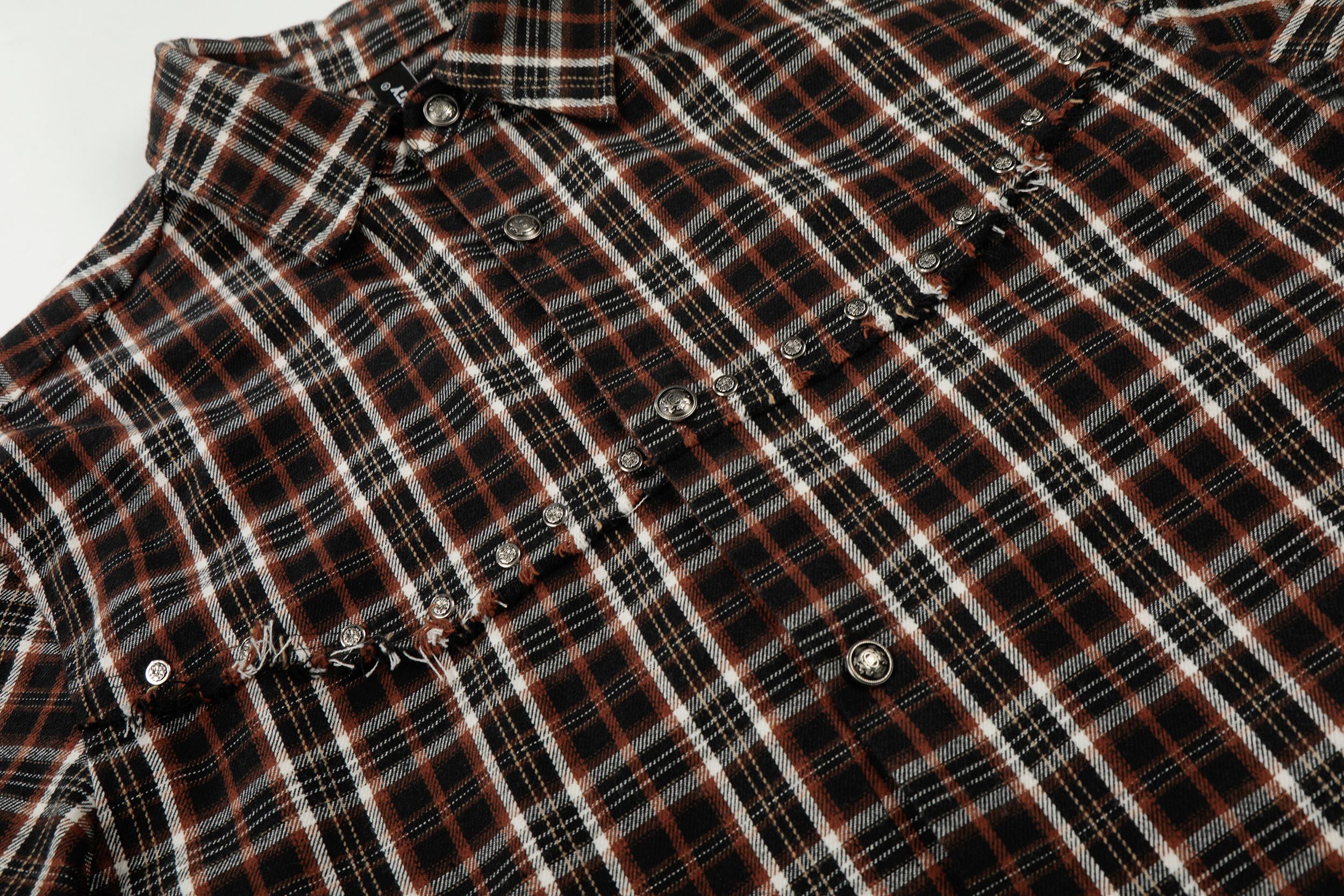 Omirad “Distressed Plaid Short Sleeve Shirt”