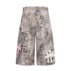 Omirad “Grunge Cross Washed Denim Shorts”