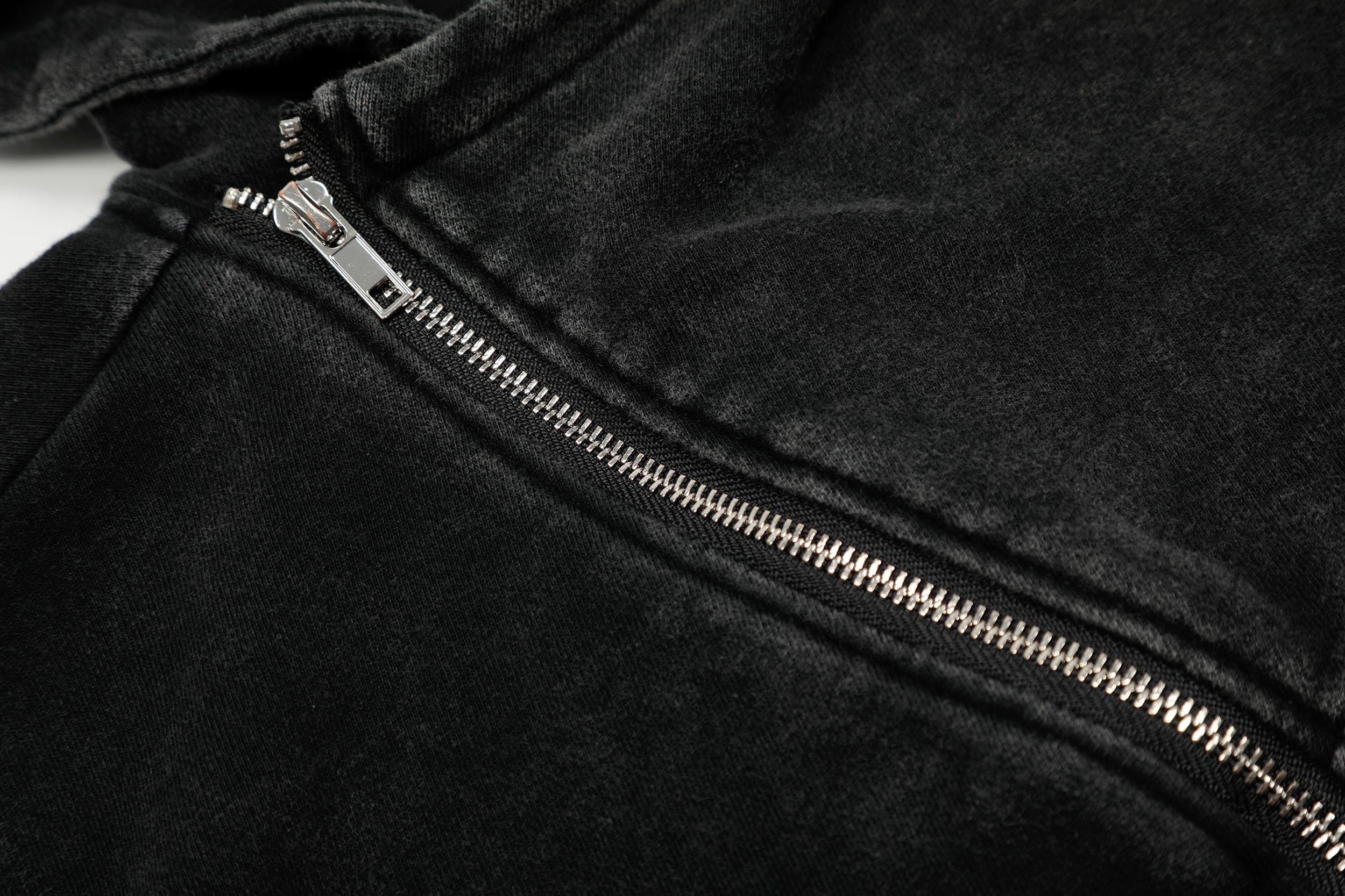 Omirad Asymmetric Zip Washed Hoodie Jacket