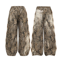Omirad “Leopard Fur-Trim Wide-Leg Jeans”