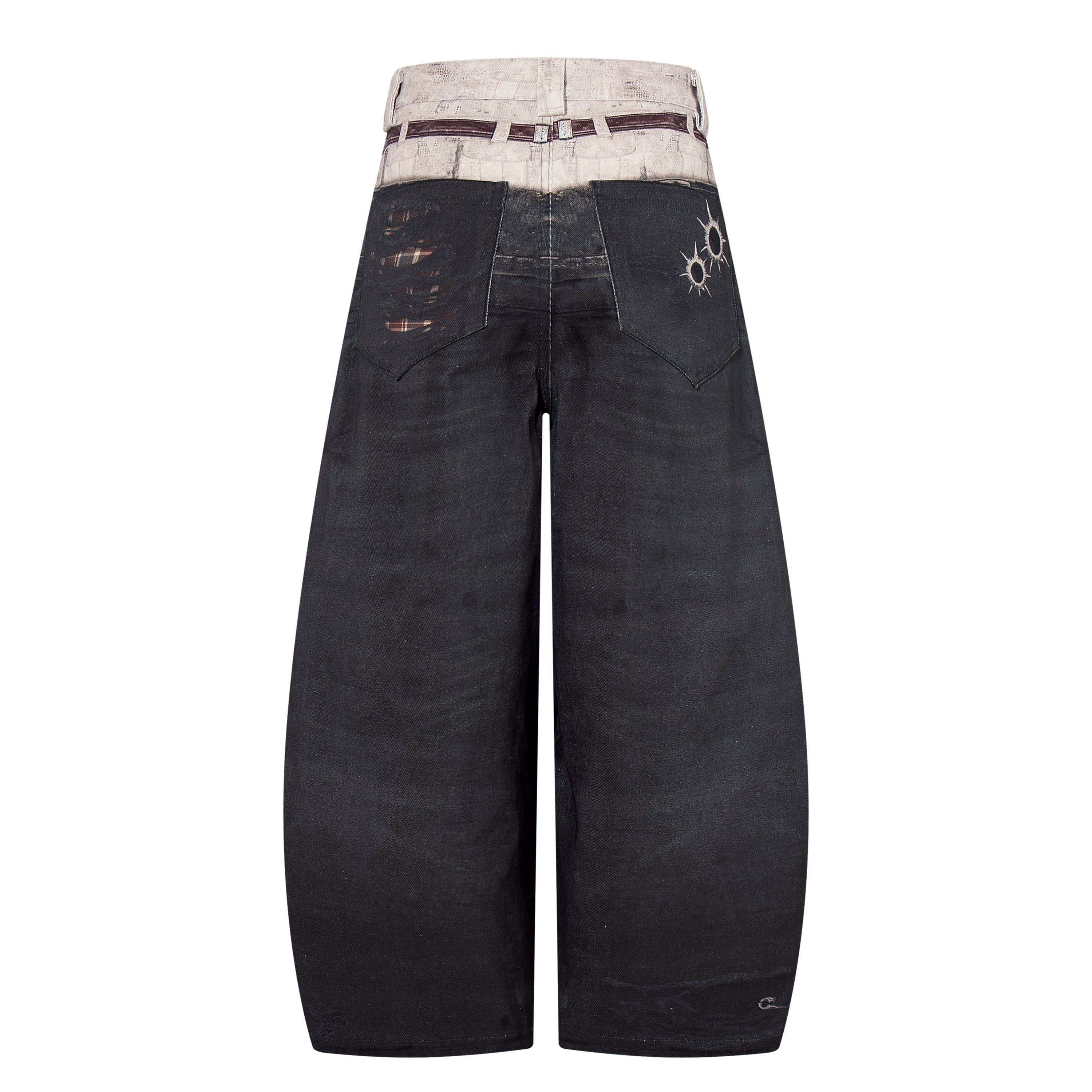 Omirad “Layered Distress Patch Denim Pants”