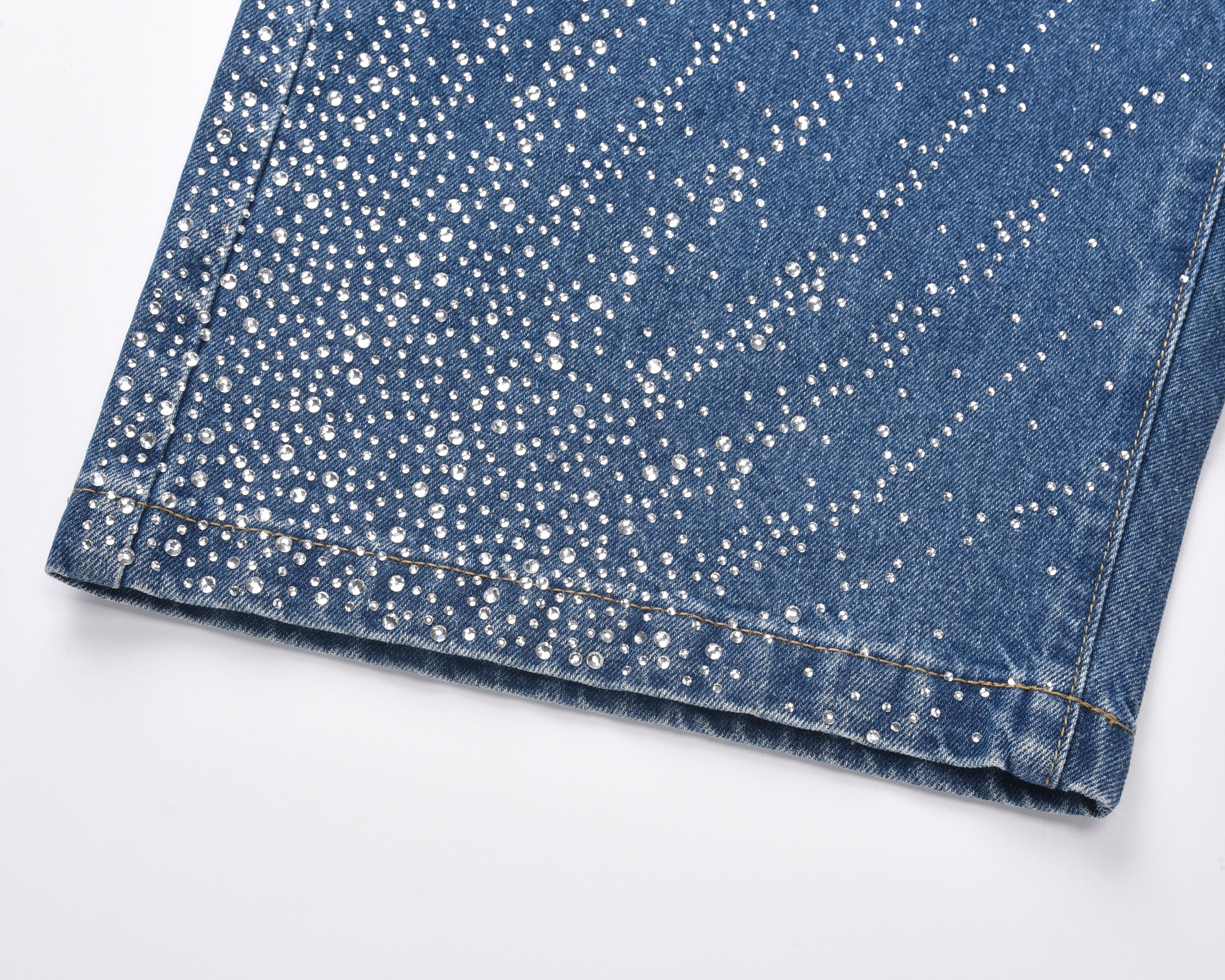 Omirad Rhinestone Burst Denim Shorts