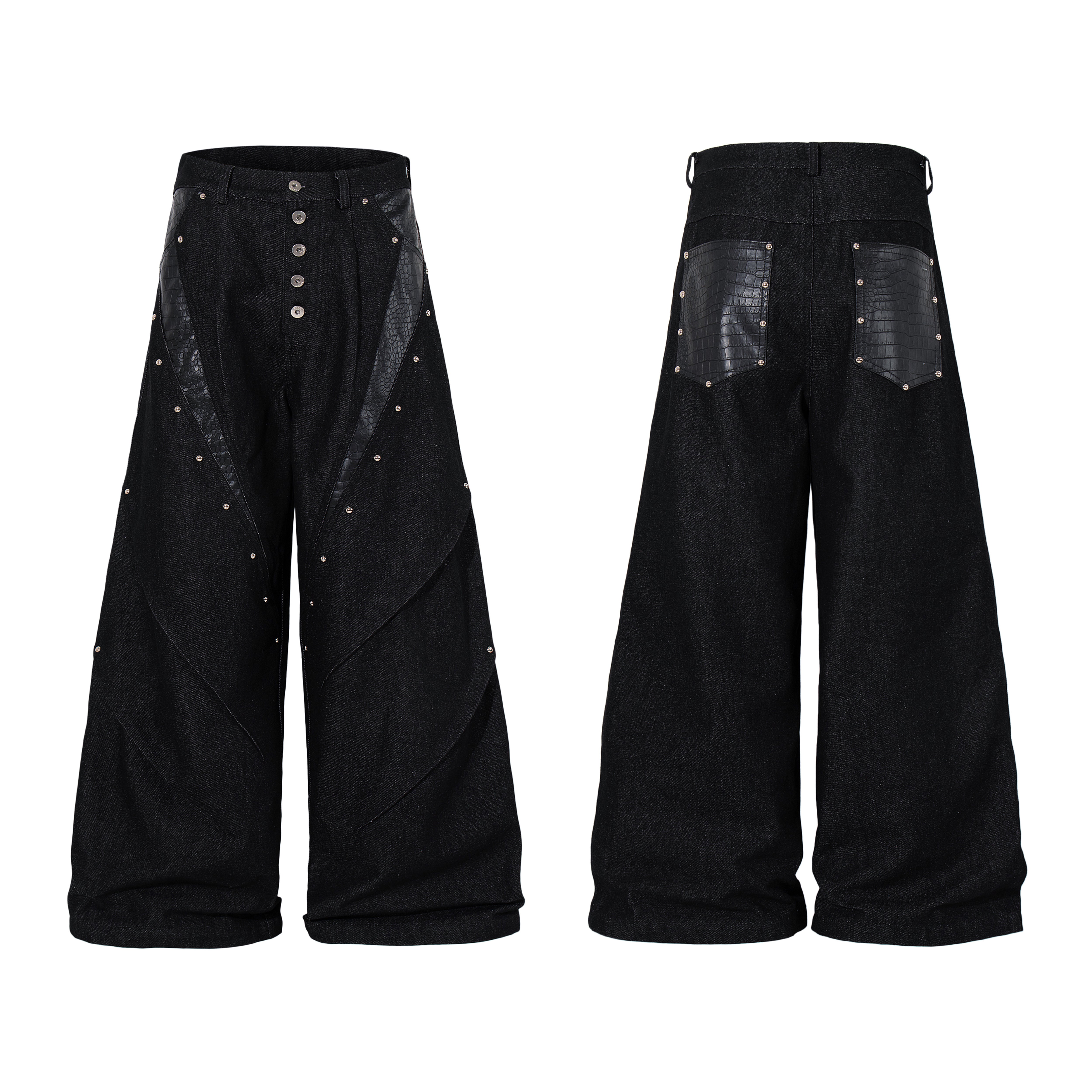 Omirad Panel-Detail Wide Leg Denim Pants