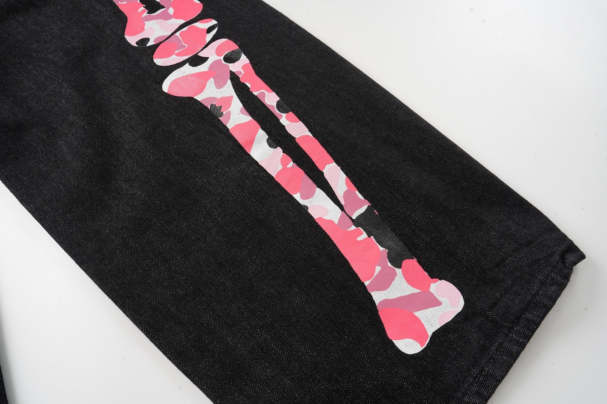 Omirad Skeleton Graphic Wide-Leg Denim Pants