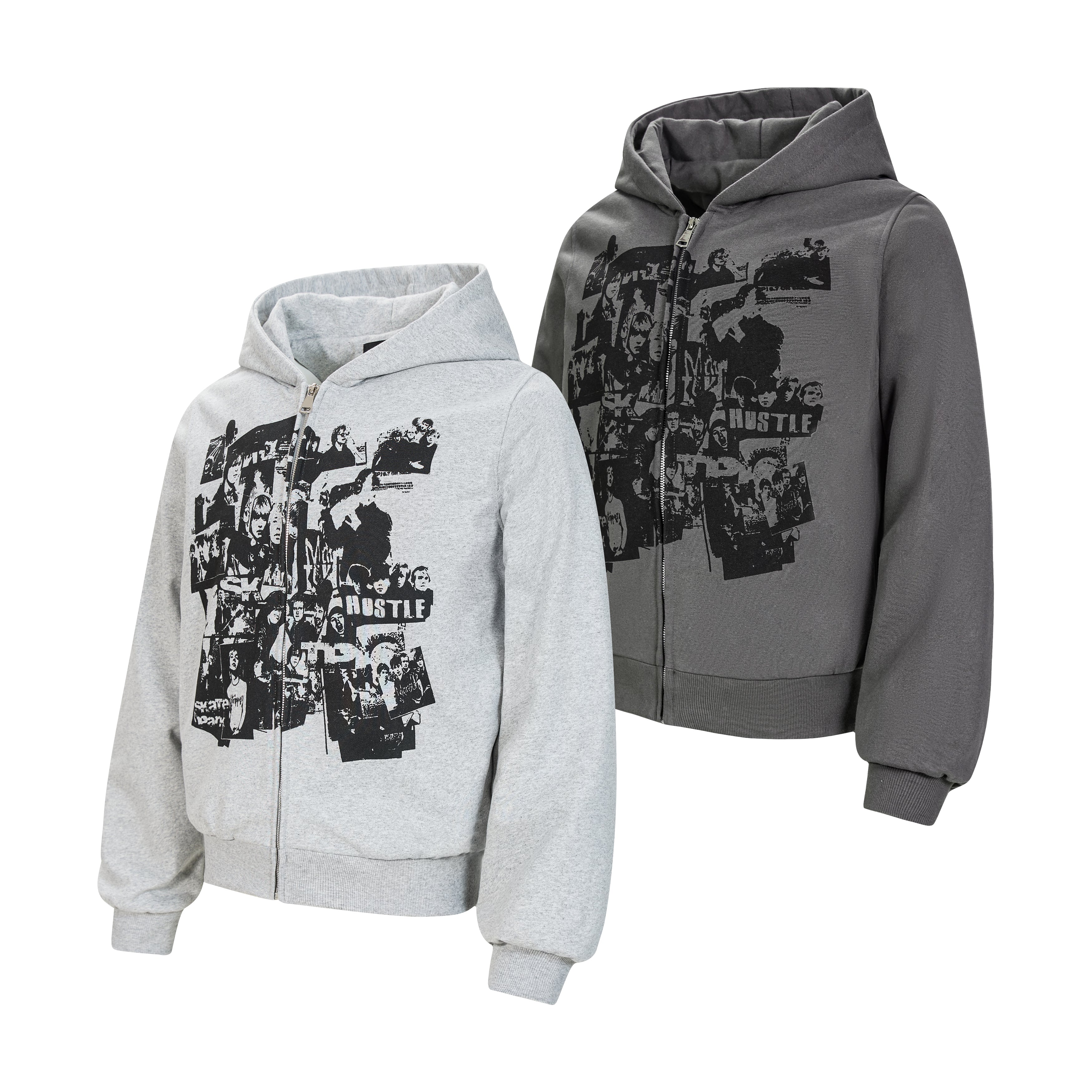 Omirad Retro Collage Print Zip Hoodie