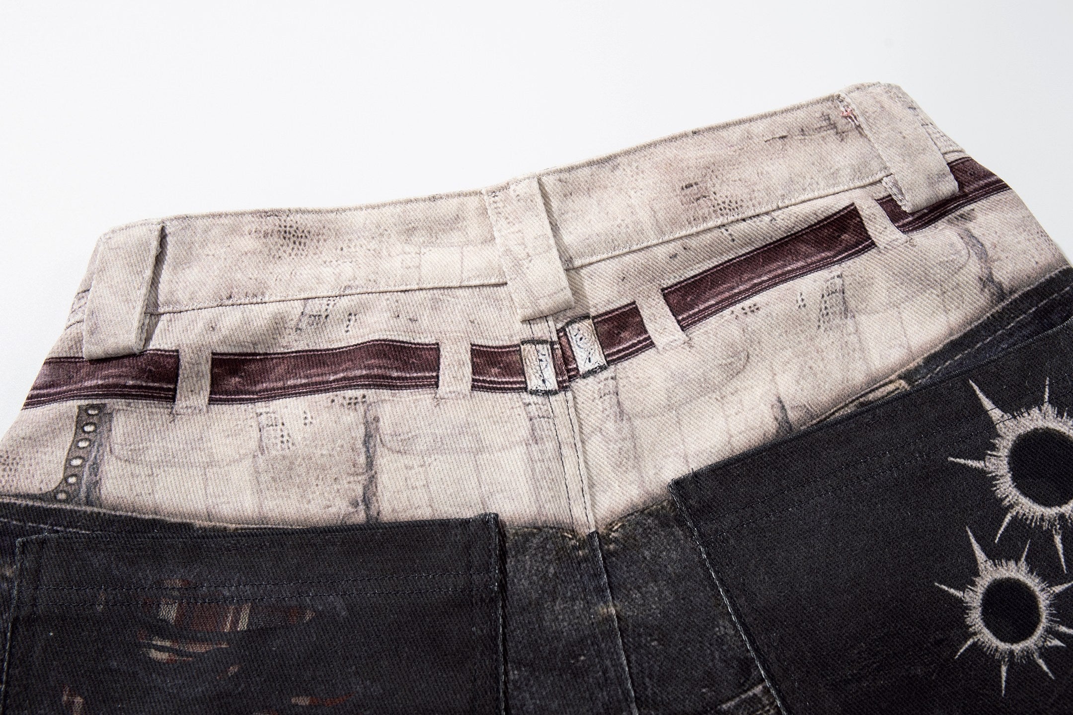 Omirad “Layered Distress Patch Denim Pants”