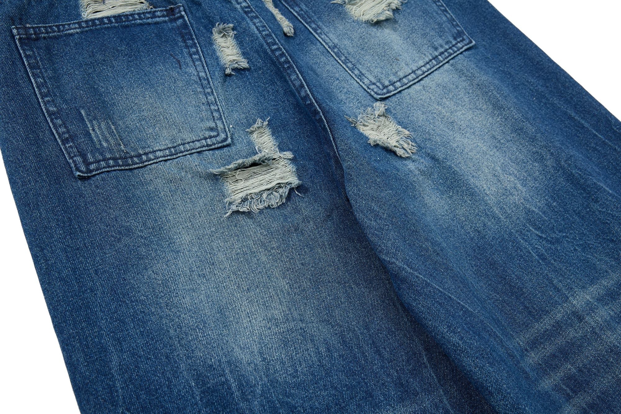Omirad Distressed Wide-Leg Denim Jeans
