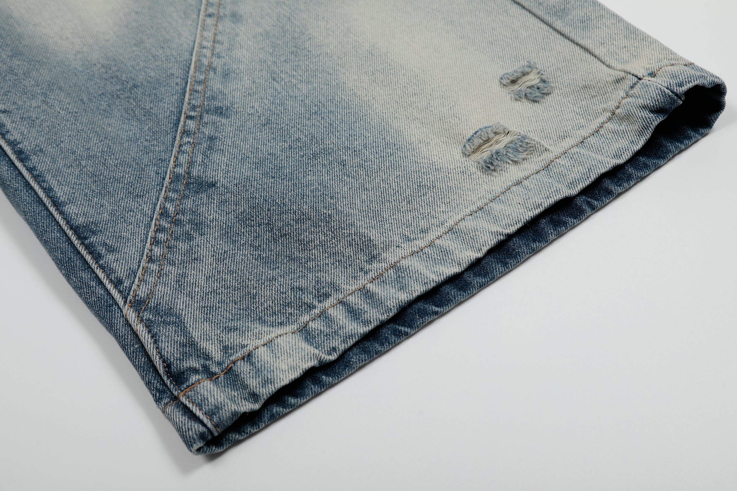 Omirad Bleached-Distress Denim Shorts