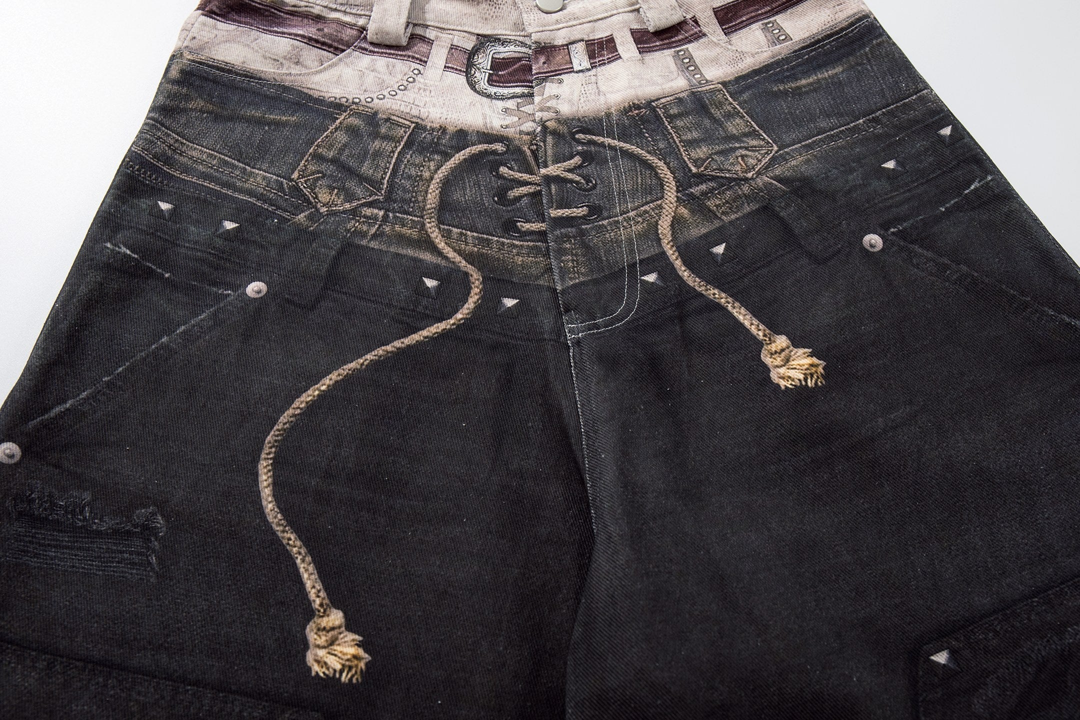 Omirad “Layered Distress Patch Denim Pants”