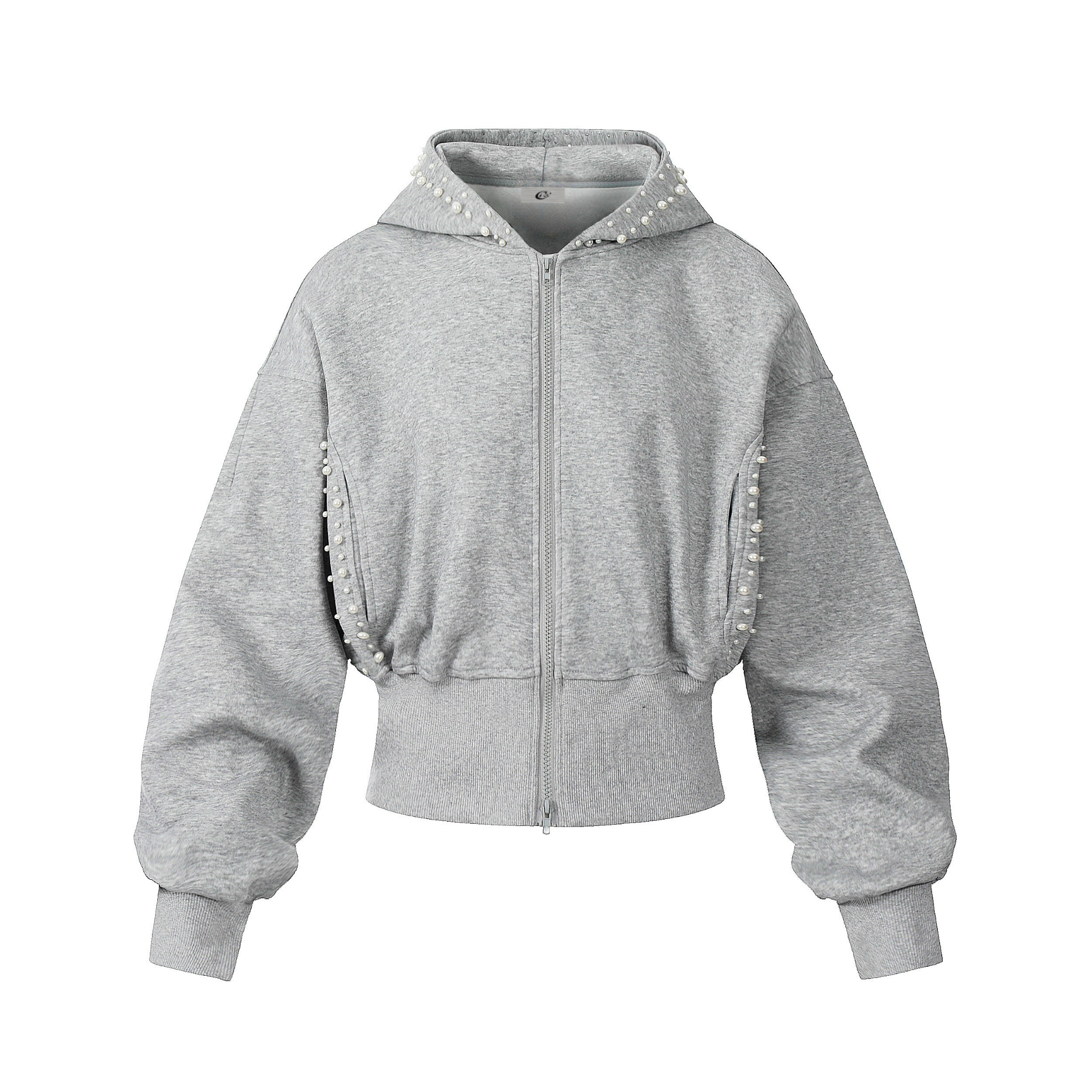Omirad Pearl-Trim Cropped Hoodie
