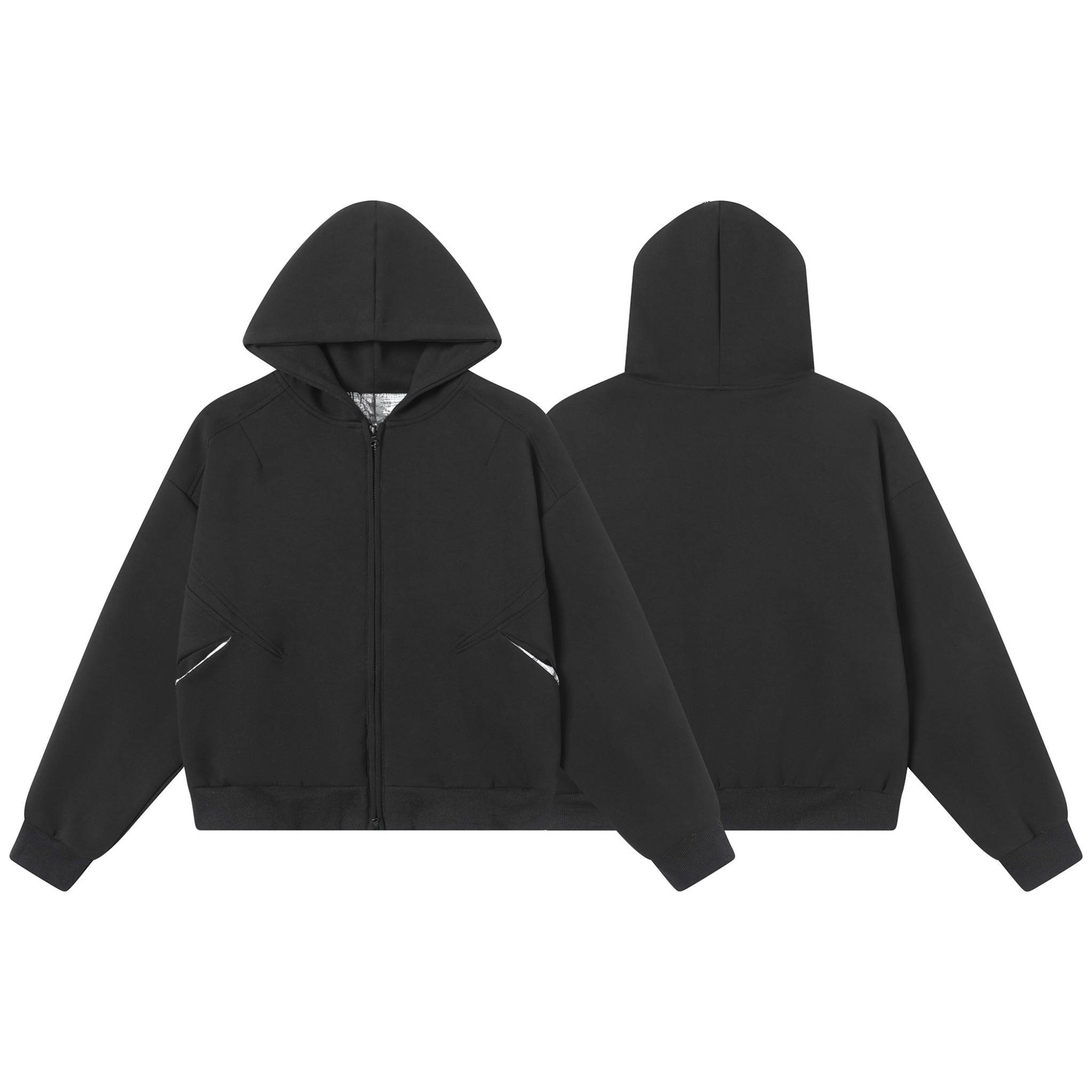Omirad Structured Panel Zip-Up Hoodie