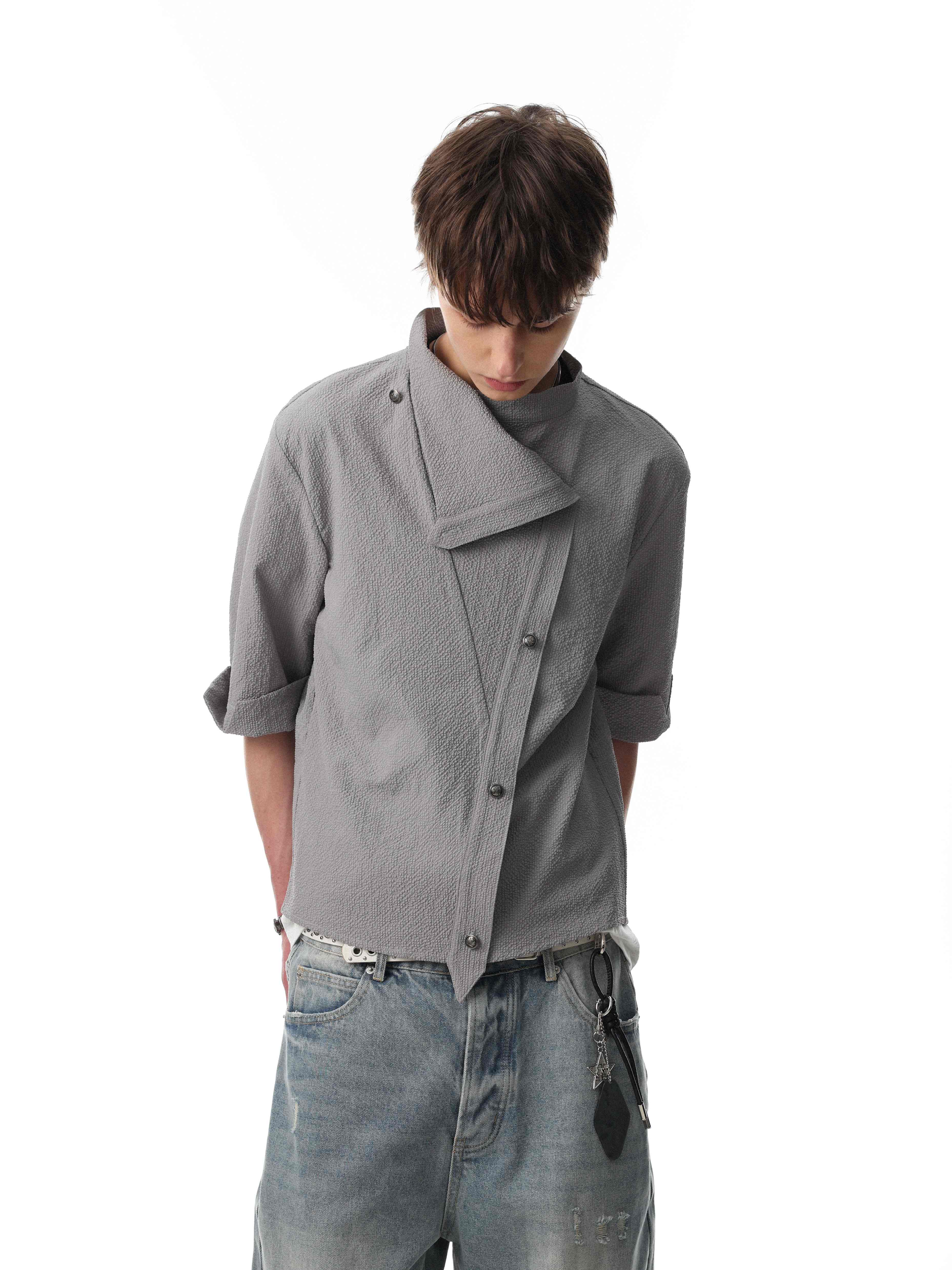 Omirad “Asymmetrical Stand-Collar Shirt”