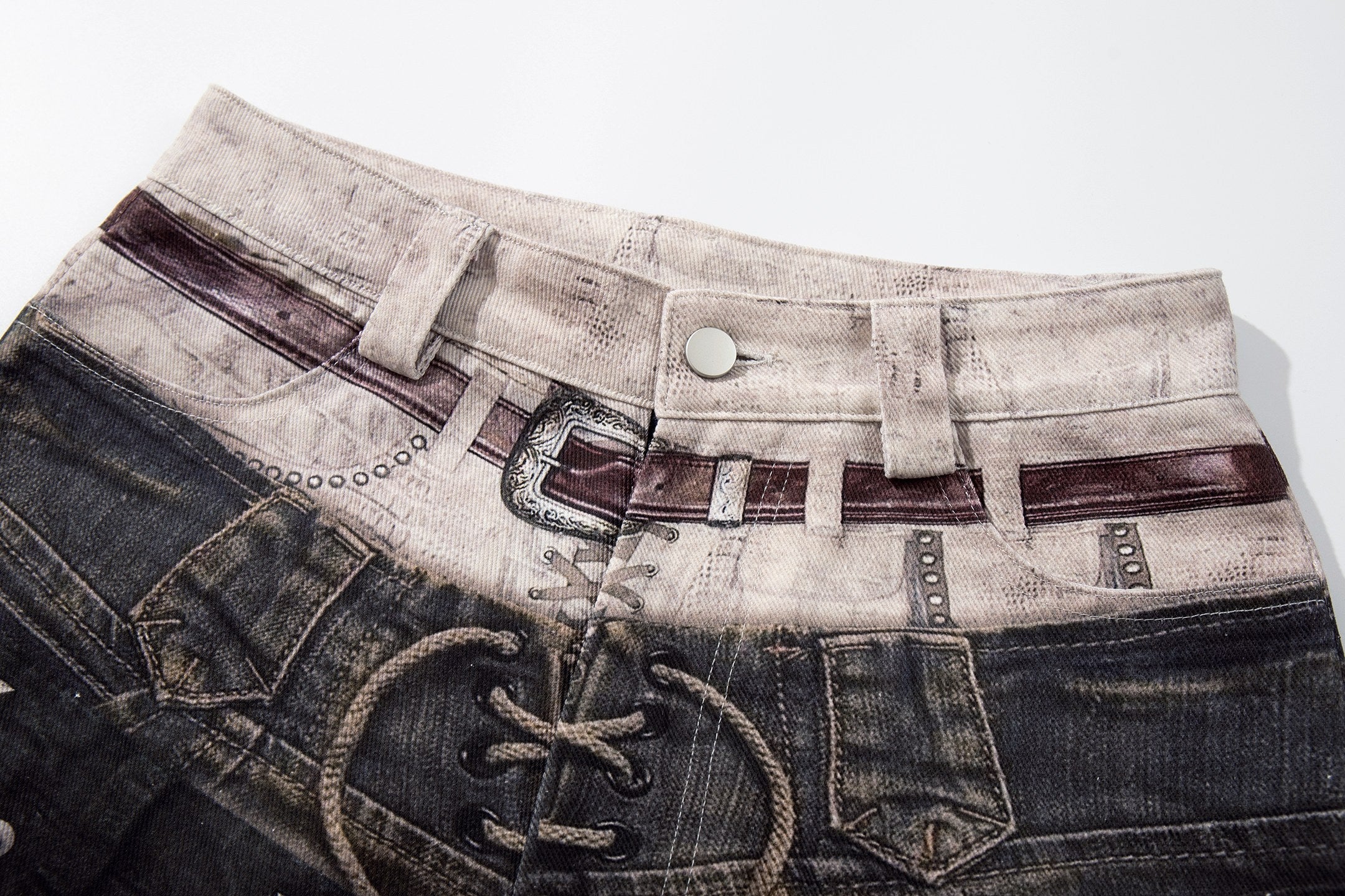 Omirad “Layered Distress Patch Denim Pants”