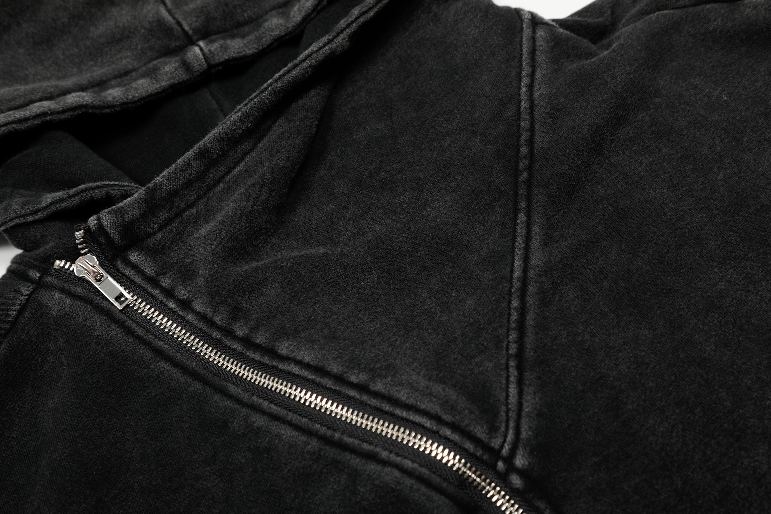 Omirad Asymmetric Zip Washed Hoodie Jacket