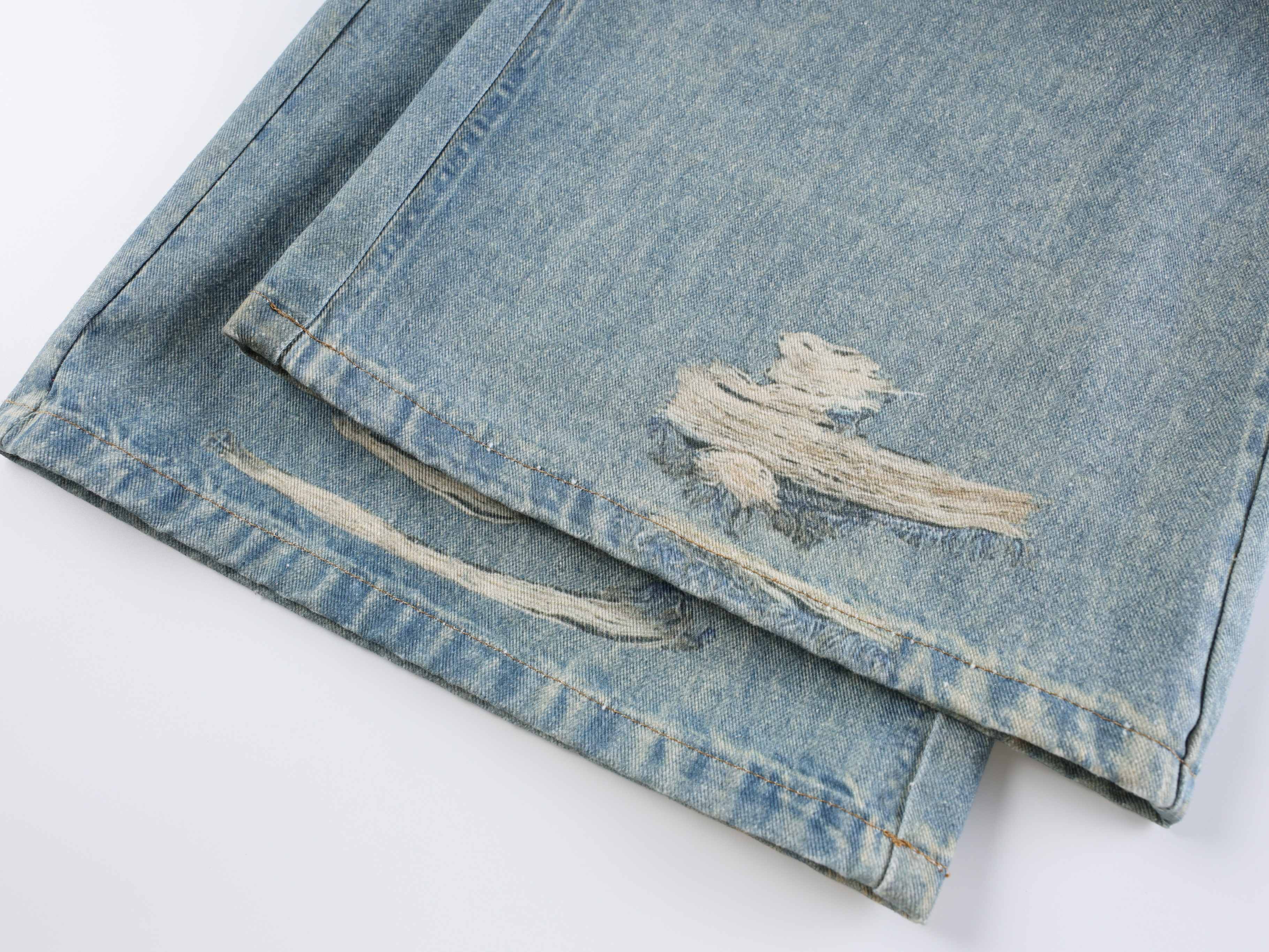 Omirad “Layered Flannel Patchwork Balloon Jeans”