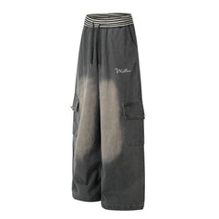 Omirad Washed Cargo Wide-Leg Pants