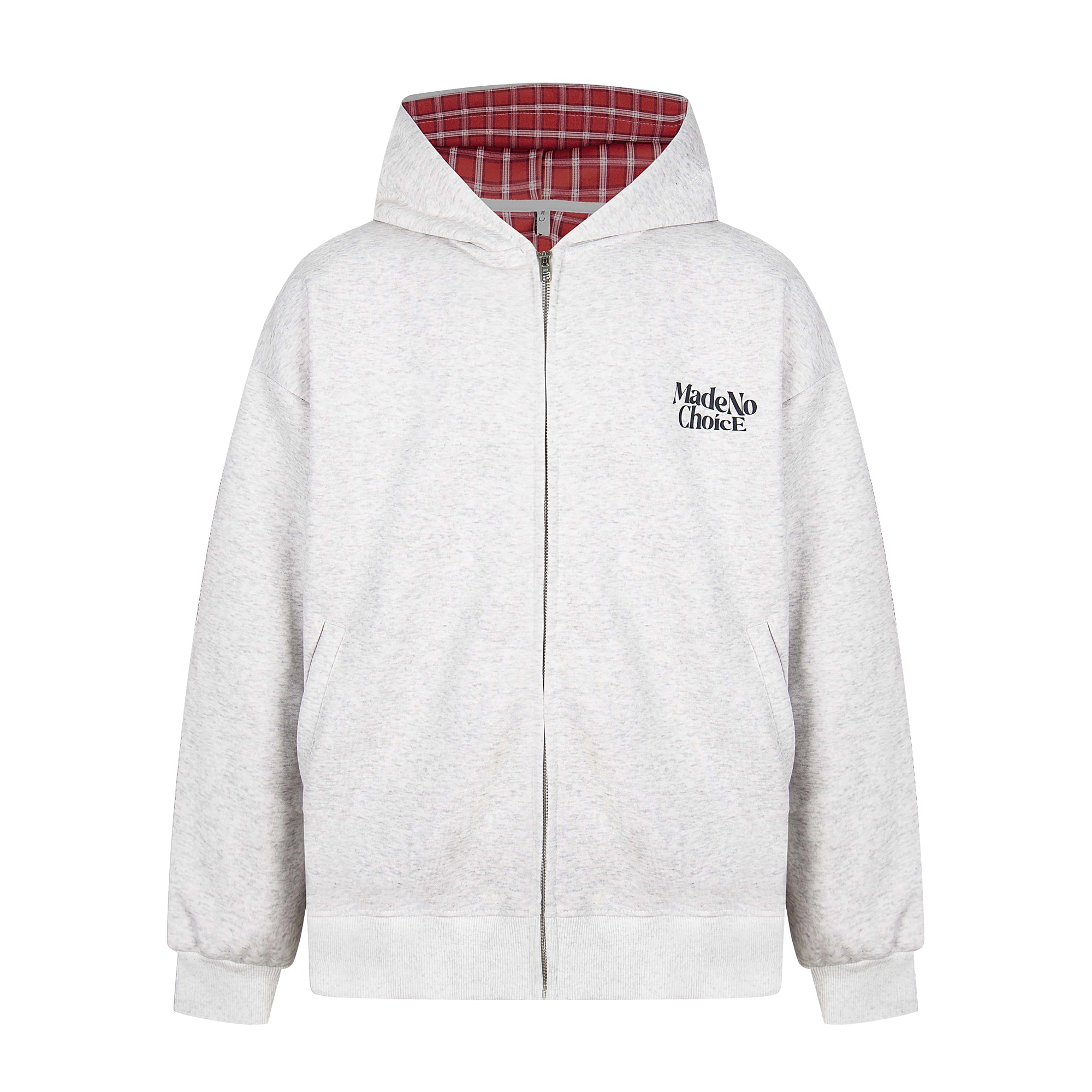 Omirad Plaid-Lined Minimal Zip Hoodie