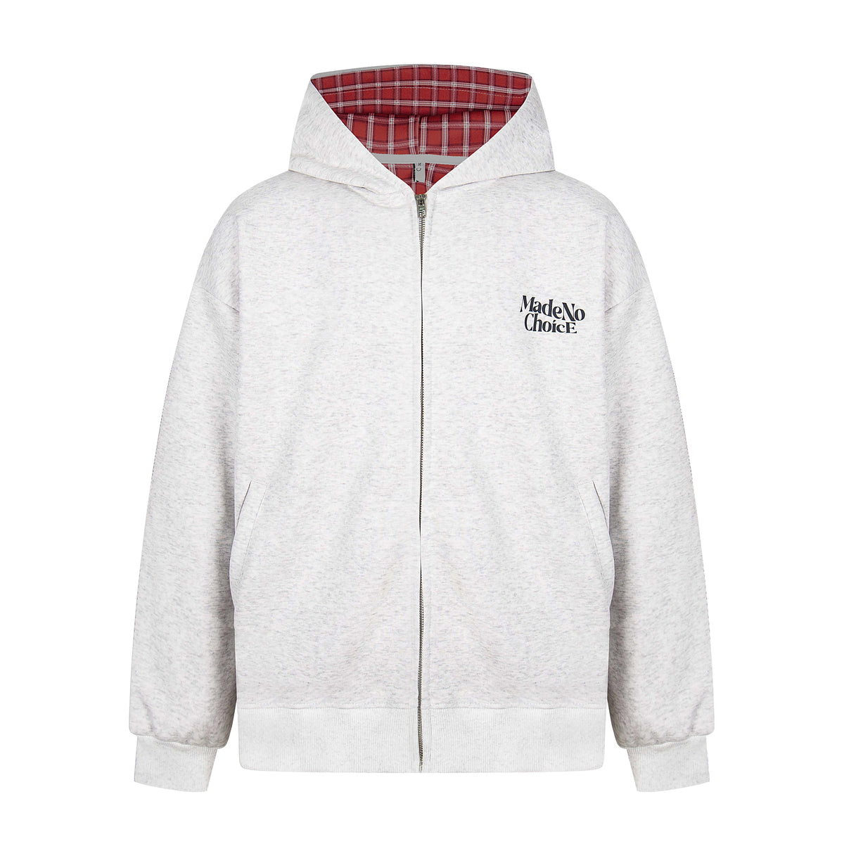 Omirad Plaid-Lined Minimal Zip Hoodie