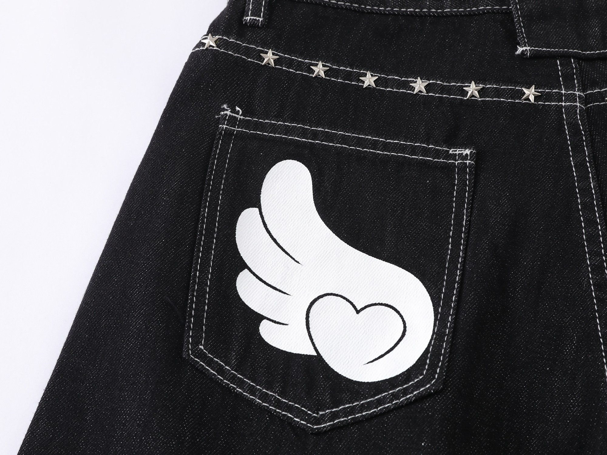 Omirad “Angel Wing Wide-Leg Denim Jeans”