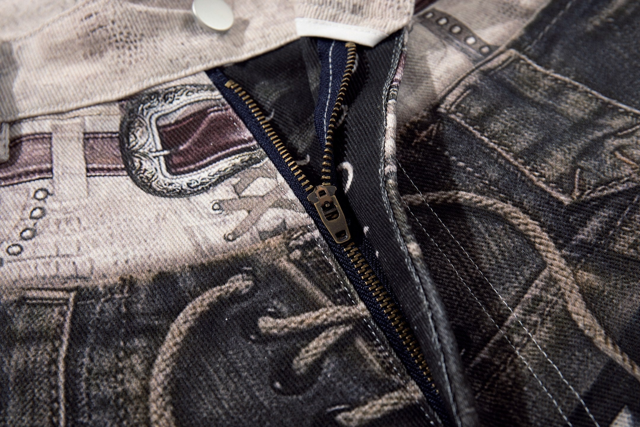 Omirad “Layered Distress Patch Denim Pants”