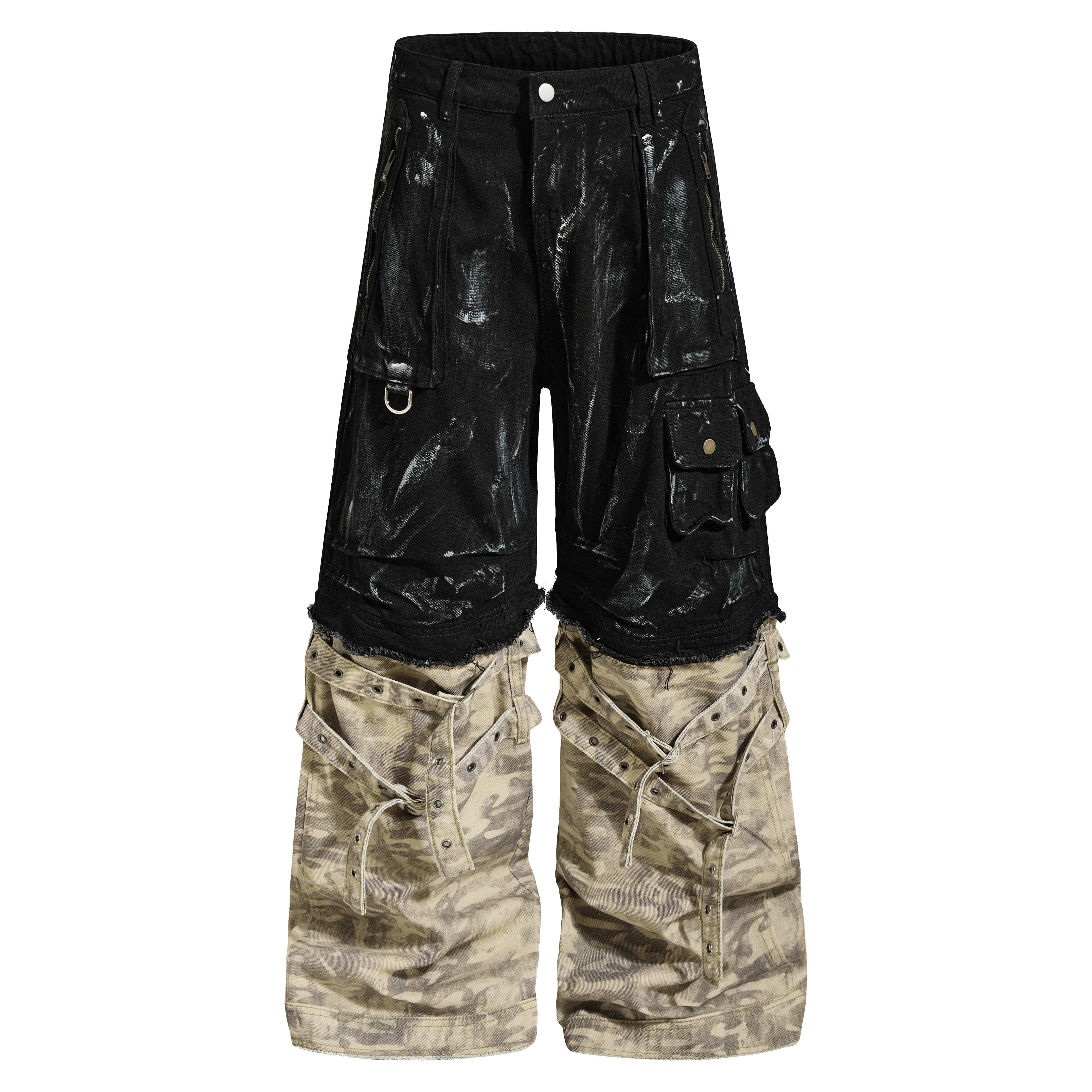 Omirad Washed Utility Cargo Denim Pants