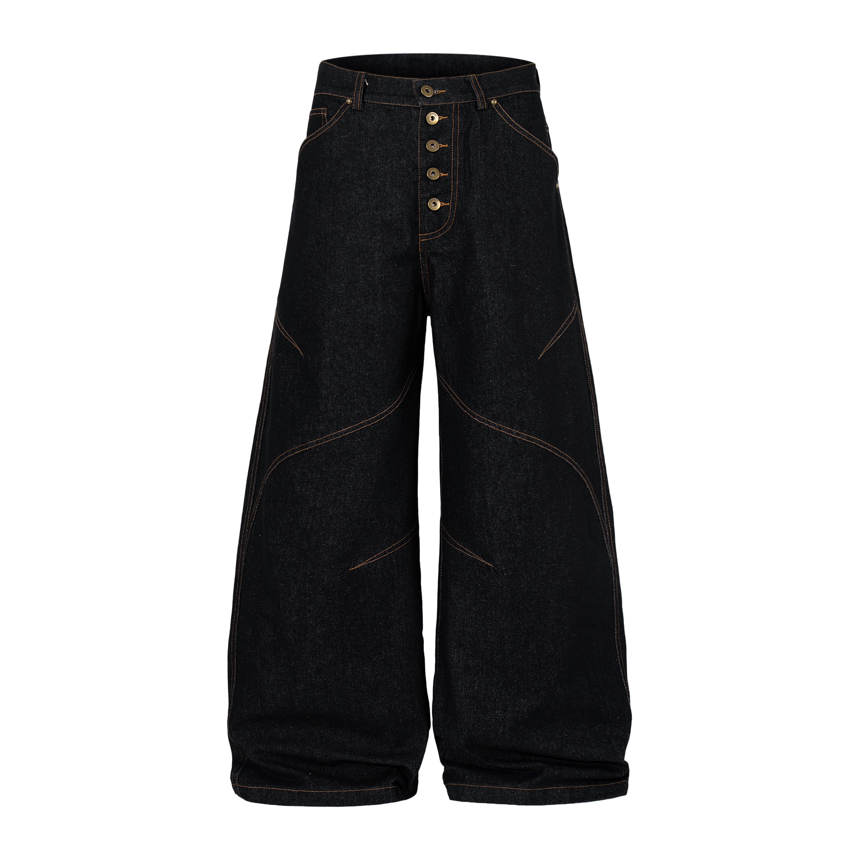 Omirad Curved Panel Wide Leg Denim Pants