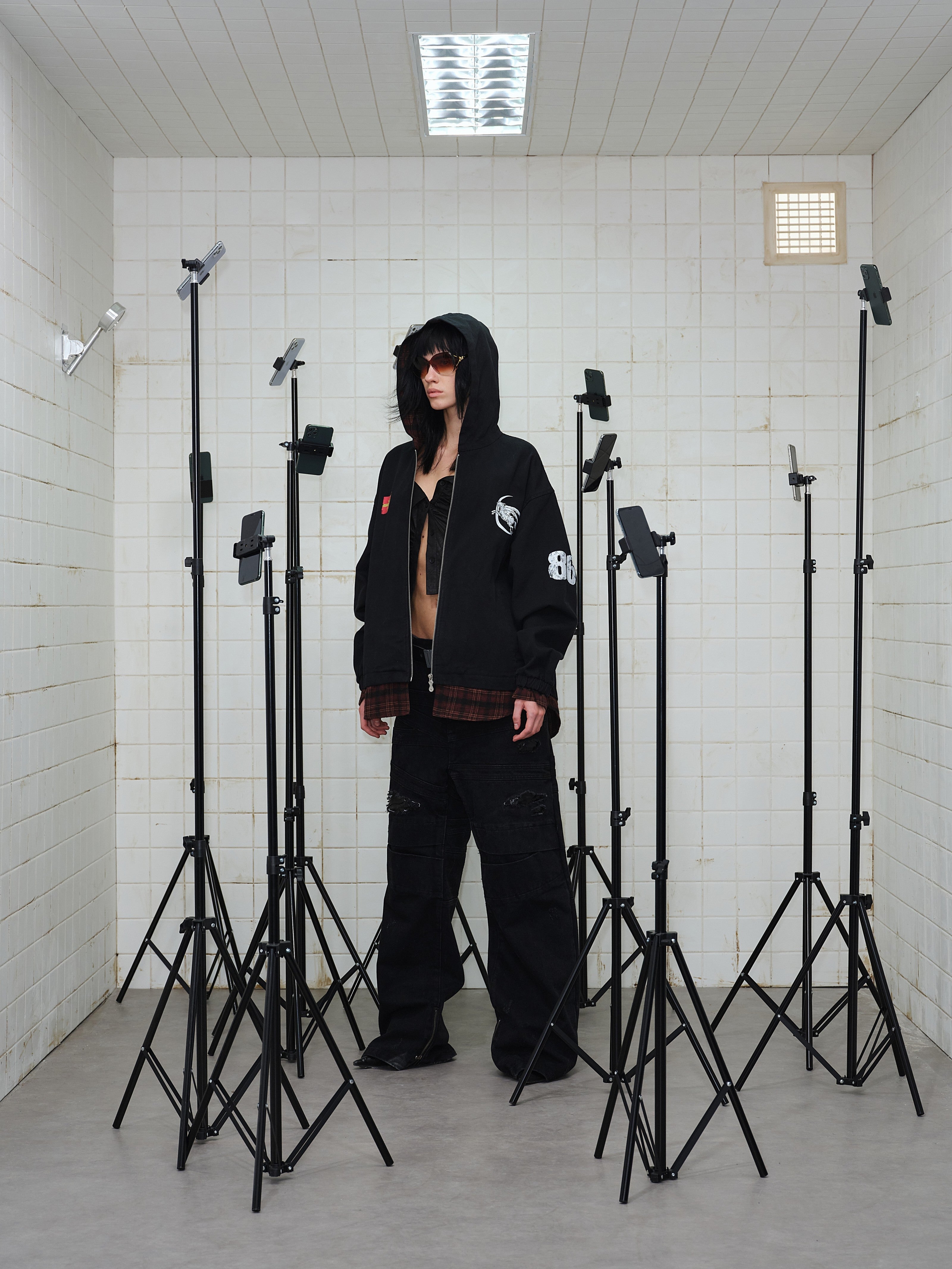 Omirad Plaid-Lined Zip Hoodie