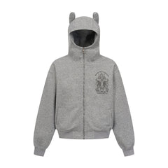 Omirad Devil-Horn Graphic Zip Hoodie