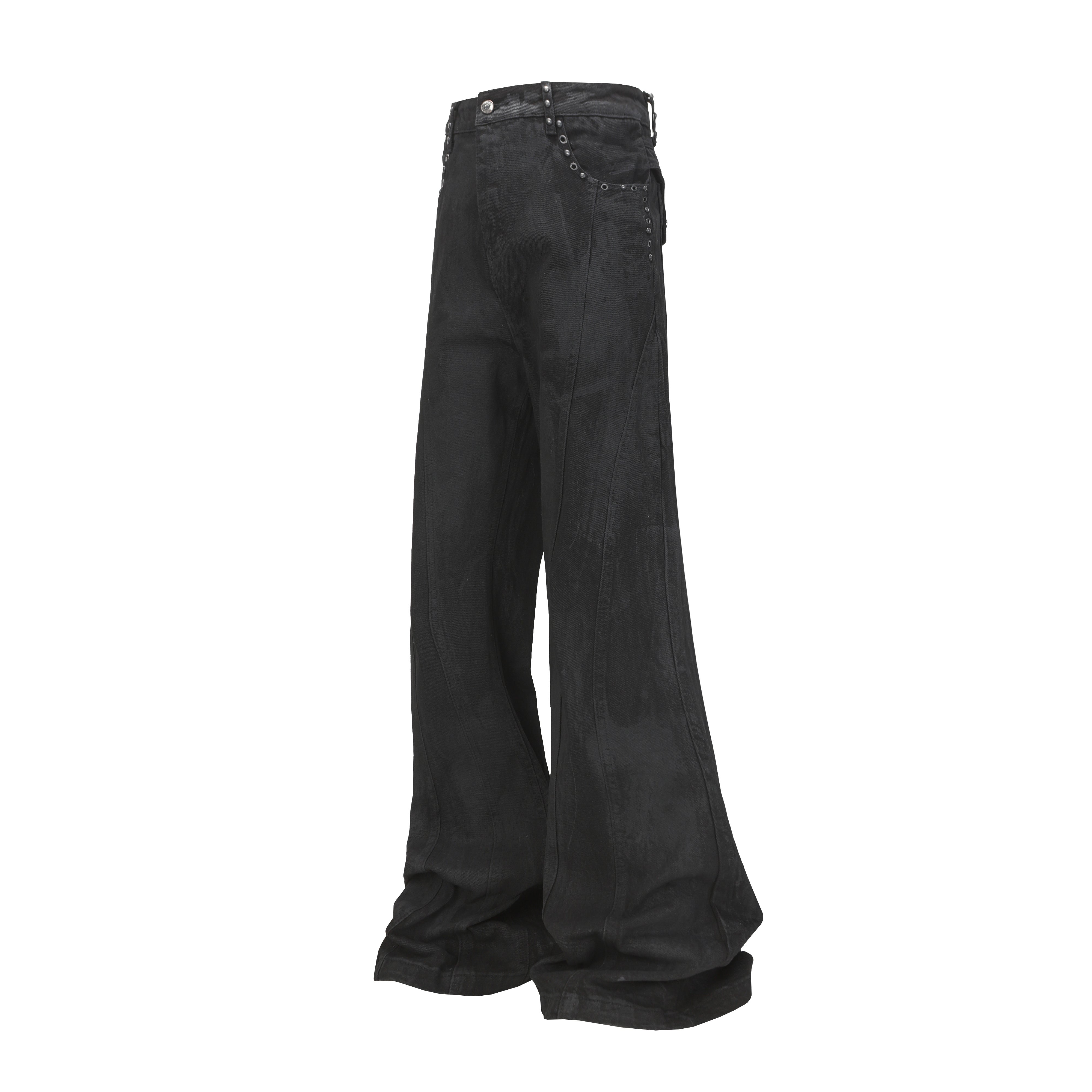 Omirad Studded Panel Wide-Leg Jeans