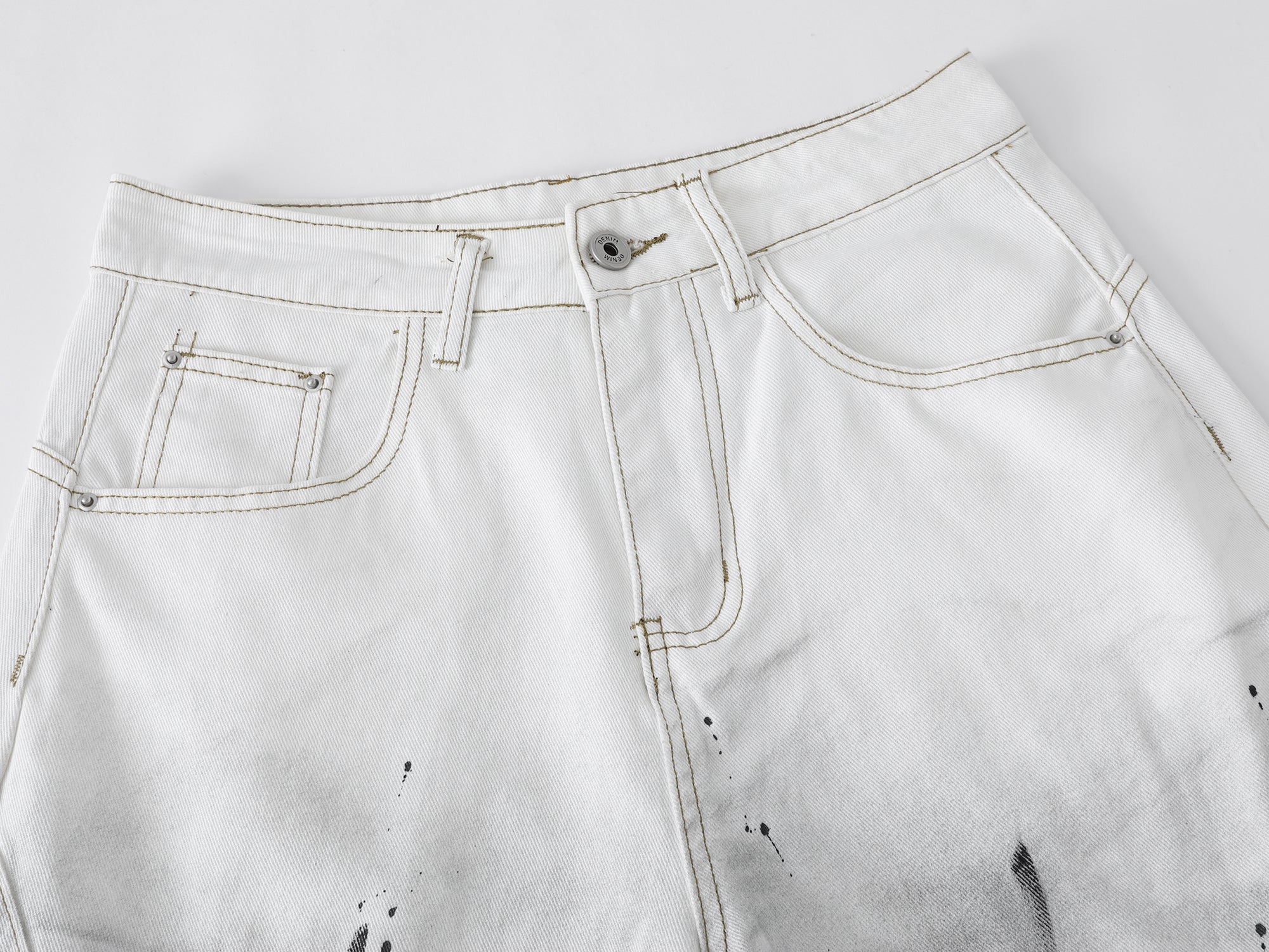 Omirad Distressed Gradient Wide-Leg Denim Shorts