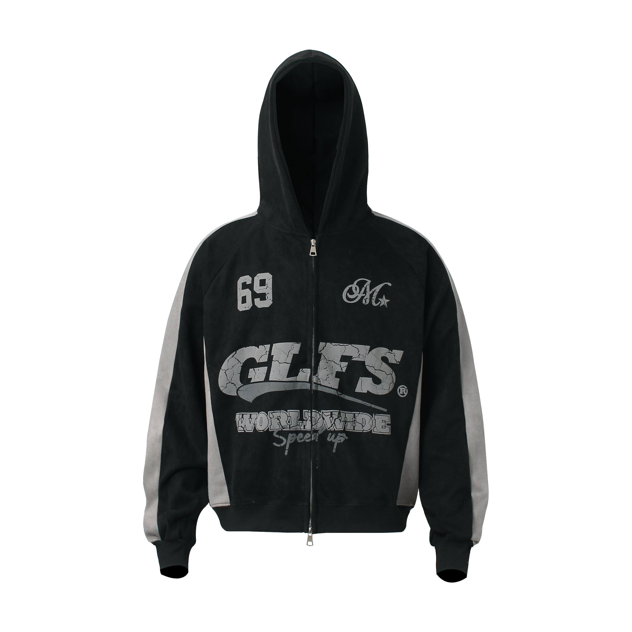 Omirad Suede-Finish Retro Zip Hoodie