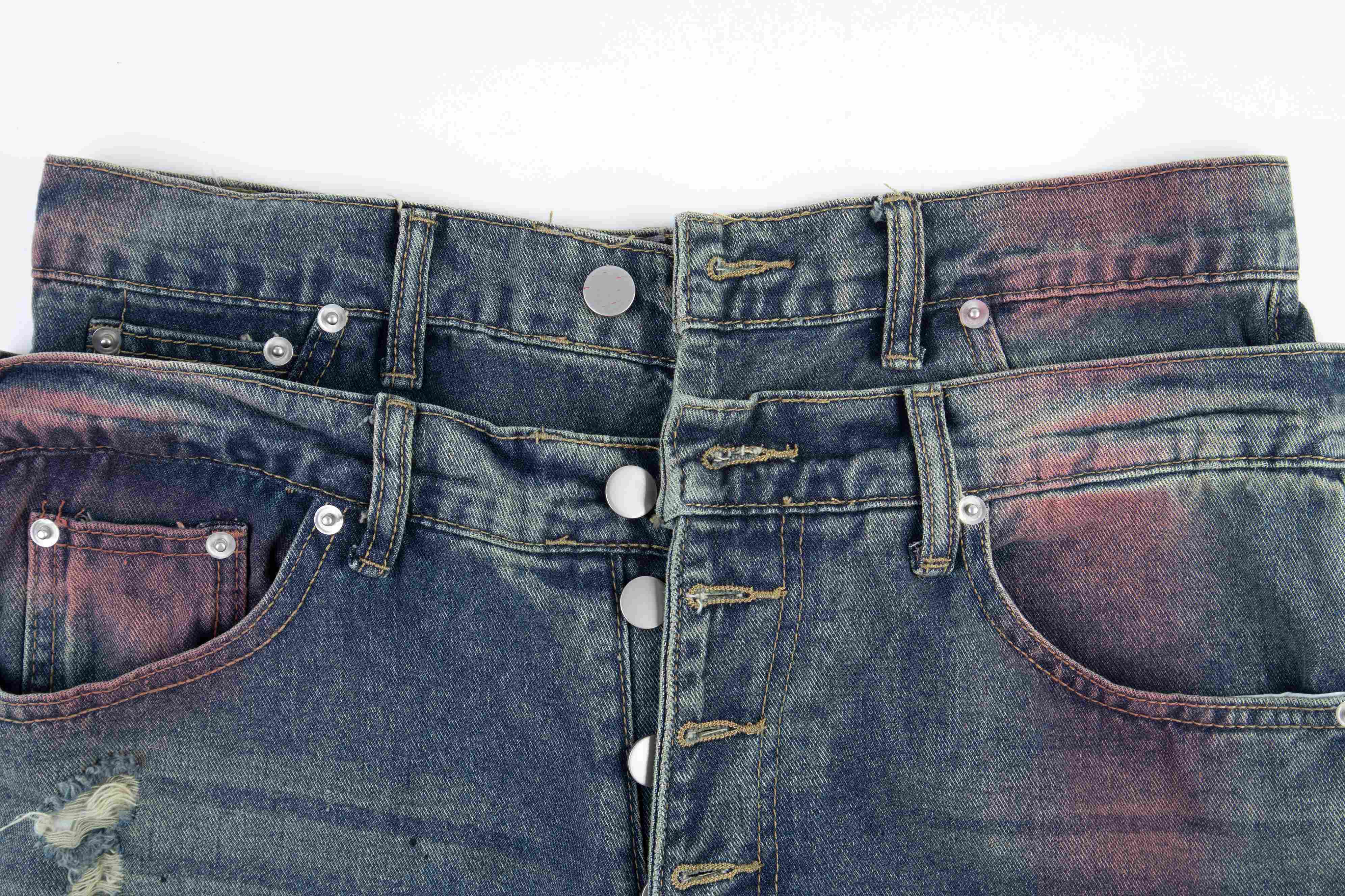 Omirad Distressed Washed Wide-Leg Jeans