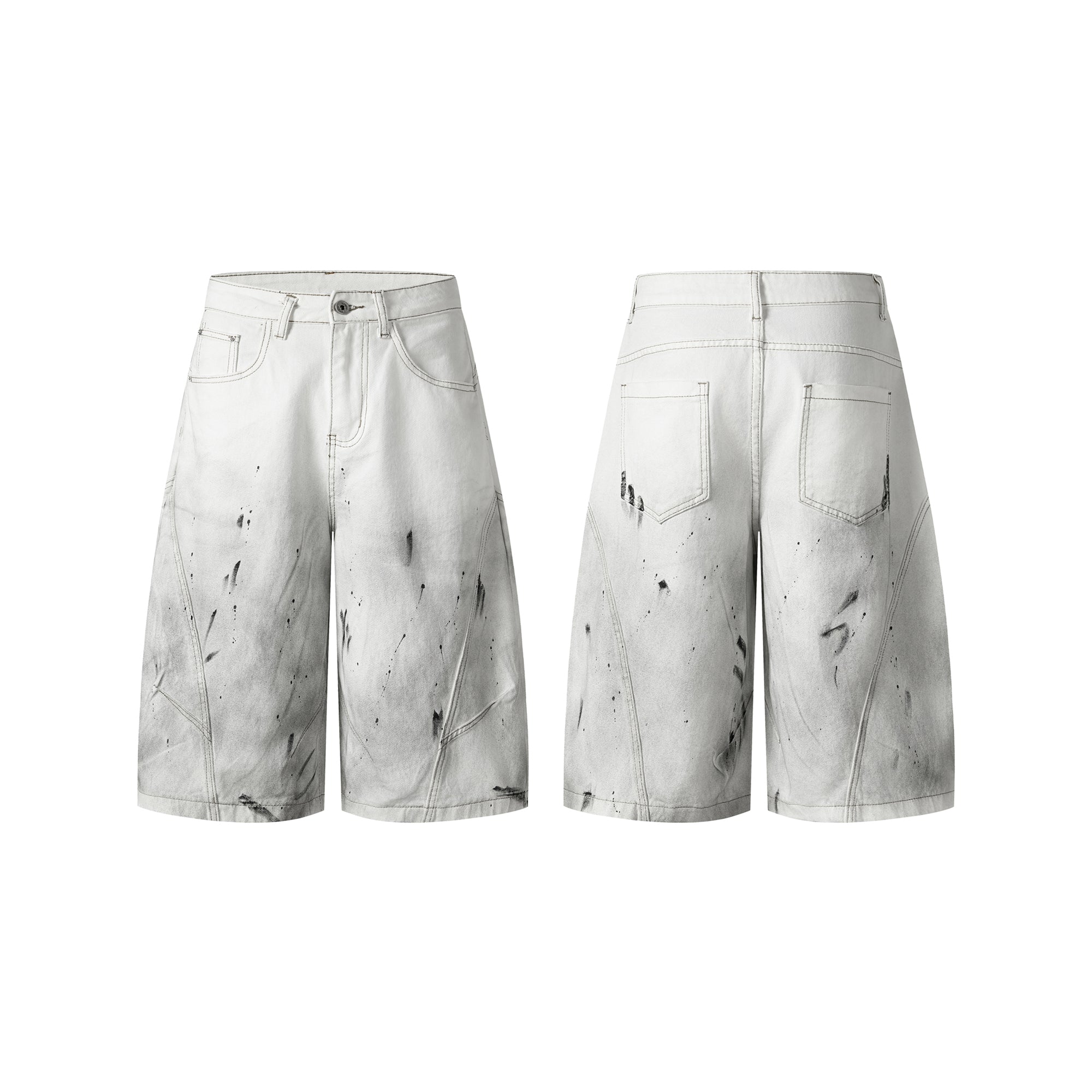 Omirad Distressed Gradient Wide-Leg Denim Shorts
