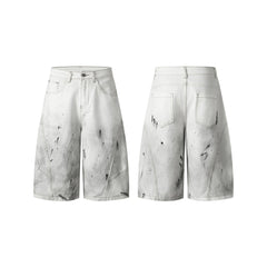 Omirad Distressed Gradient Wide-Leg Denim Shorts