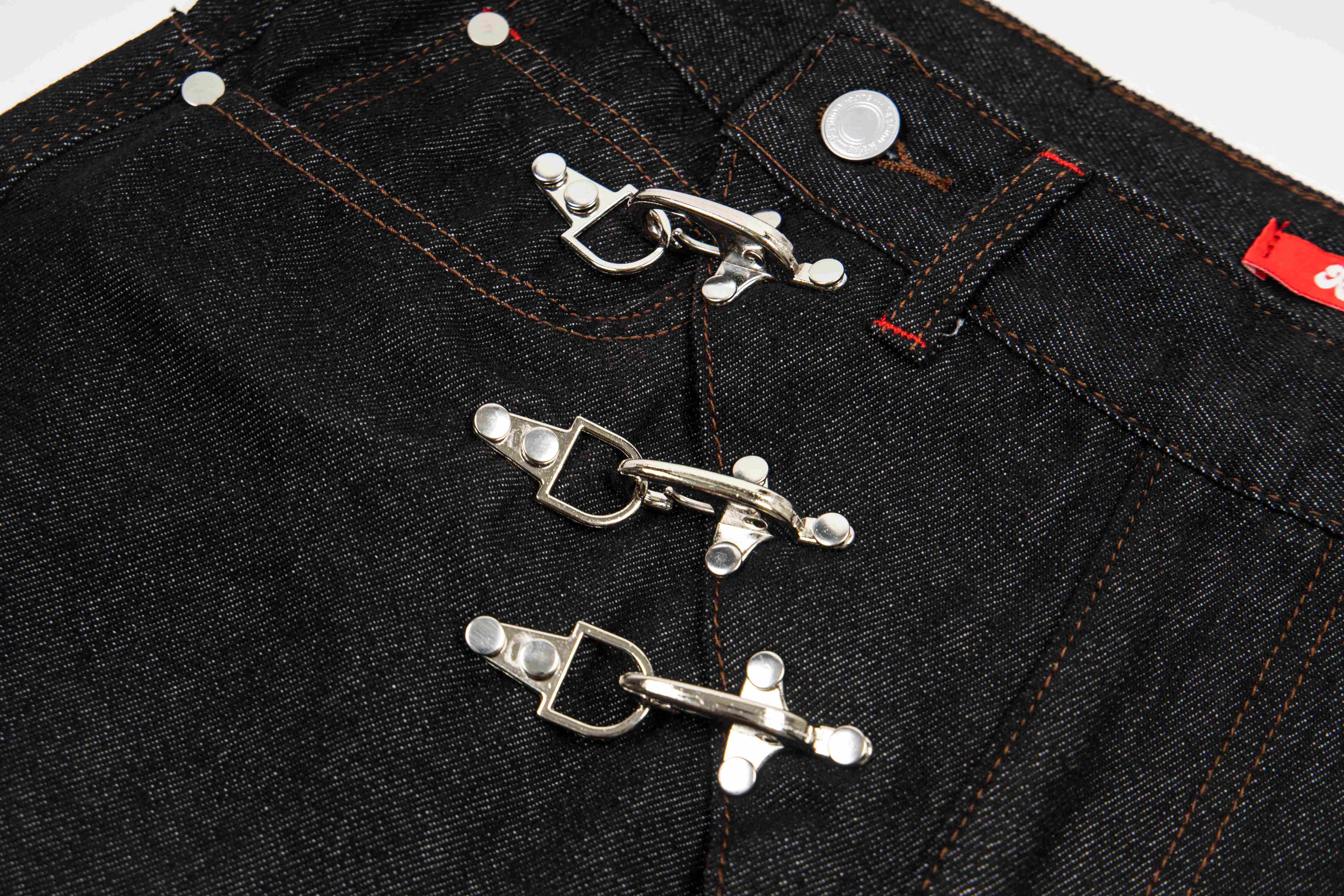 Omirad Hook Closure Wide-Leg Denim Pants