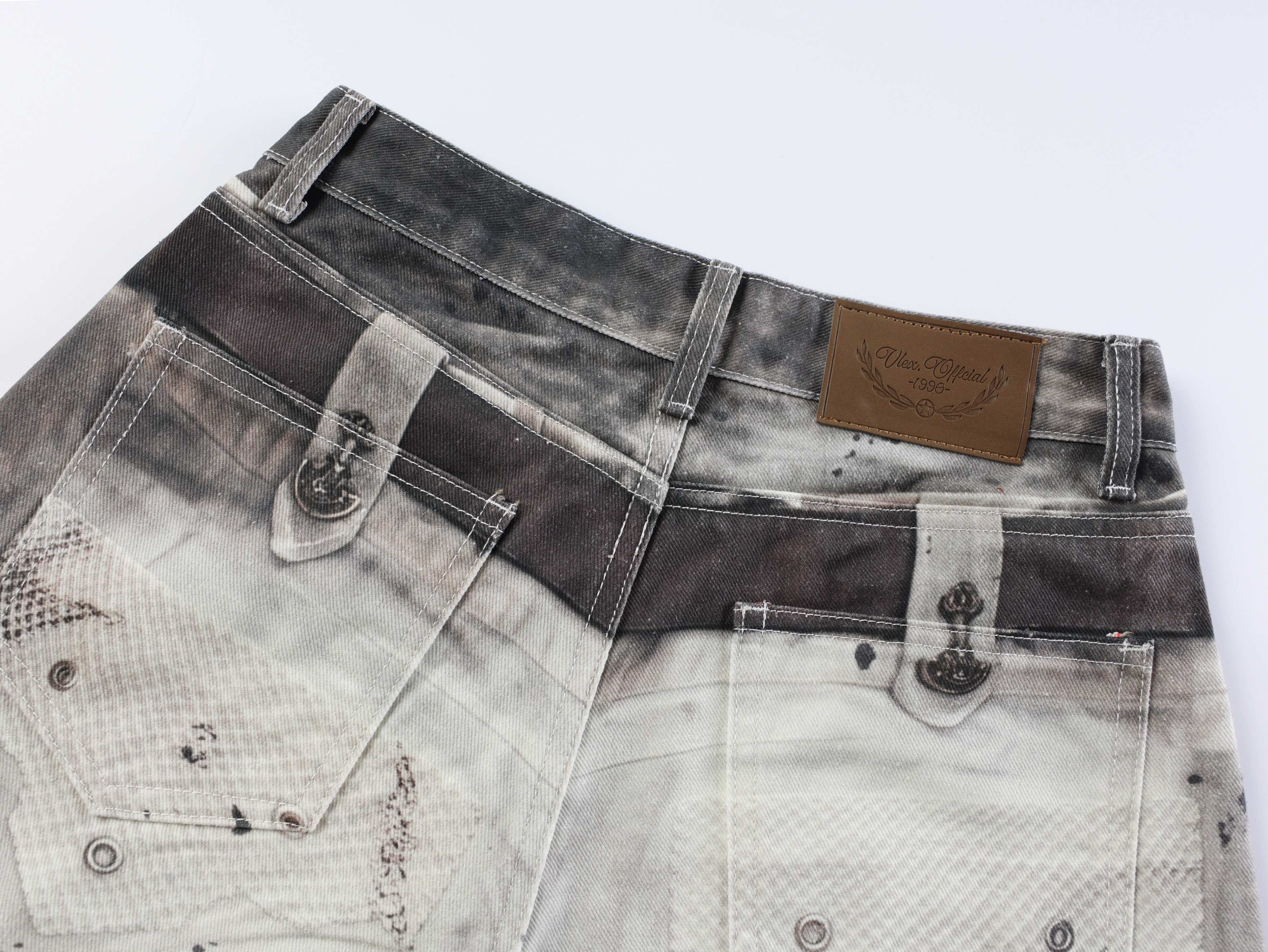 Omirad Abstract Wash Wide-Leg Jeans