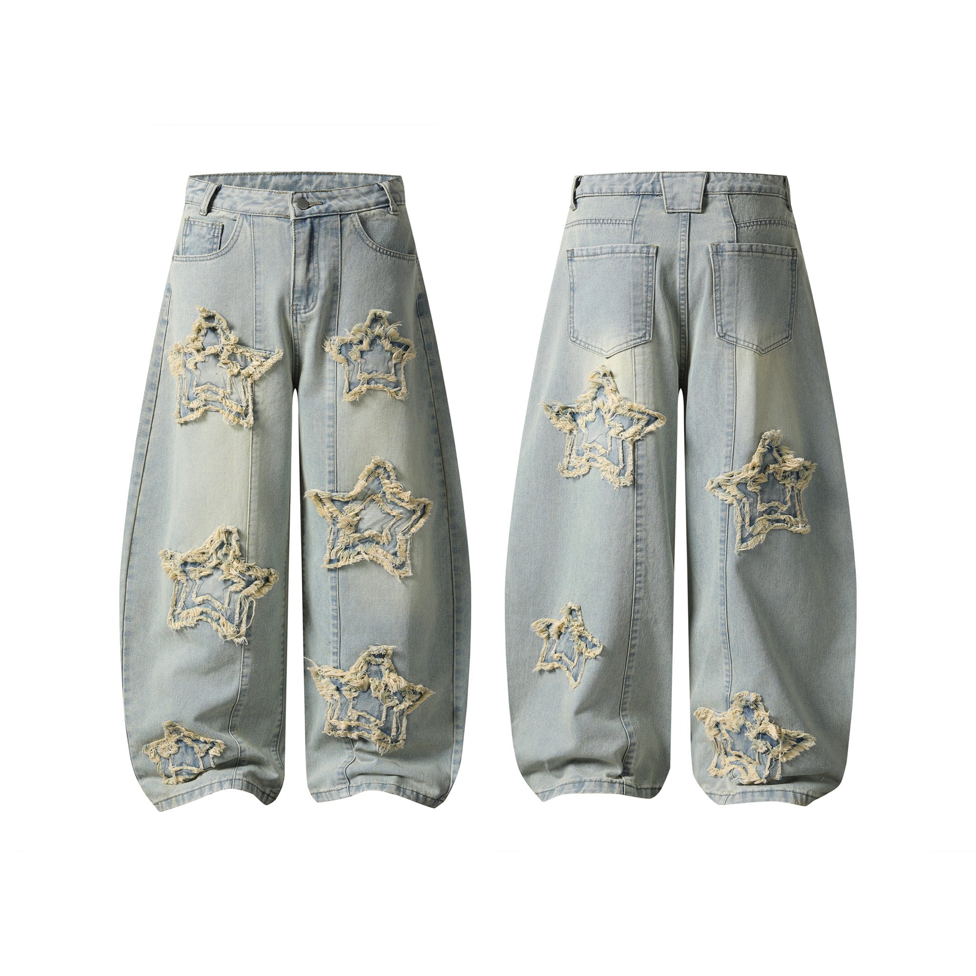 Omirad “Star Distressed Wide-Leg Jeans”