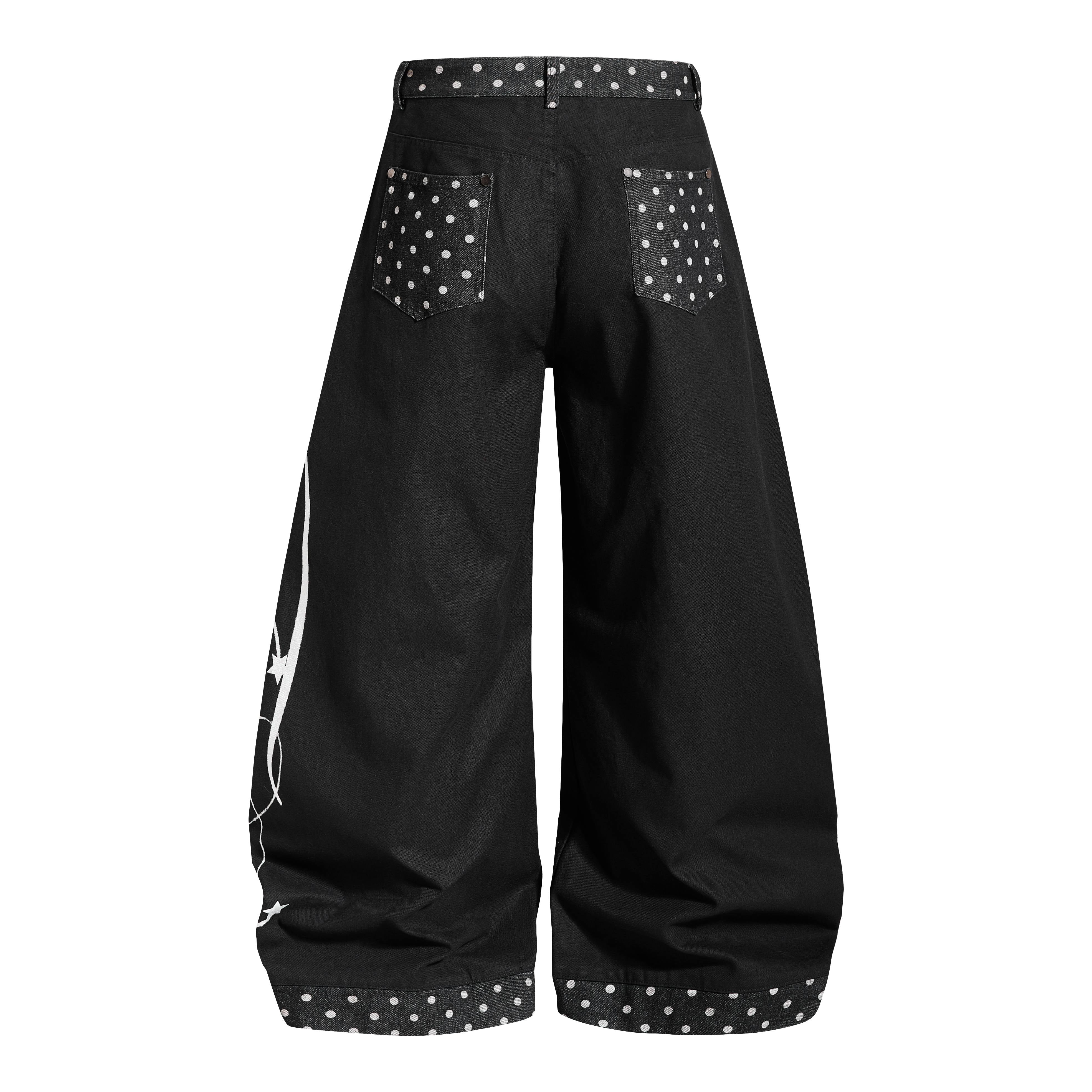 Omirad Polka Dot Panel Denim Jeans