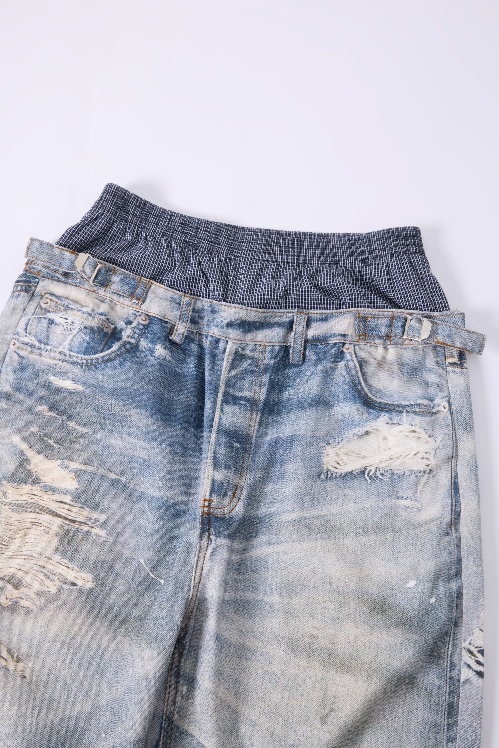Omirad Layered Waist Distressed Jeans