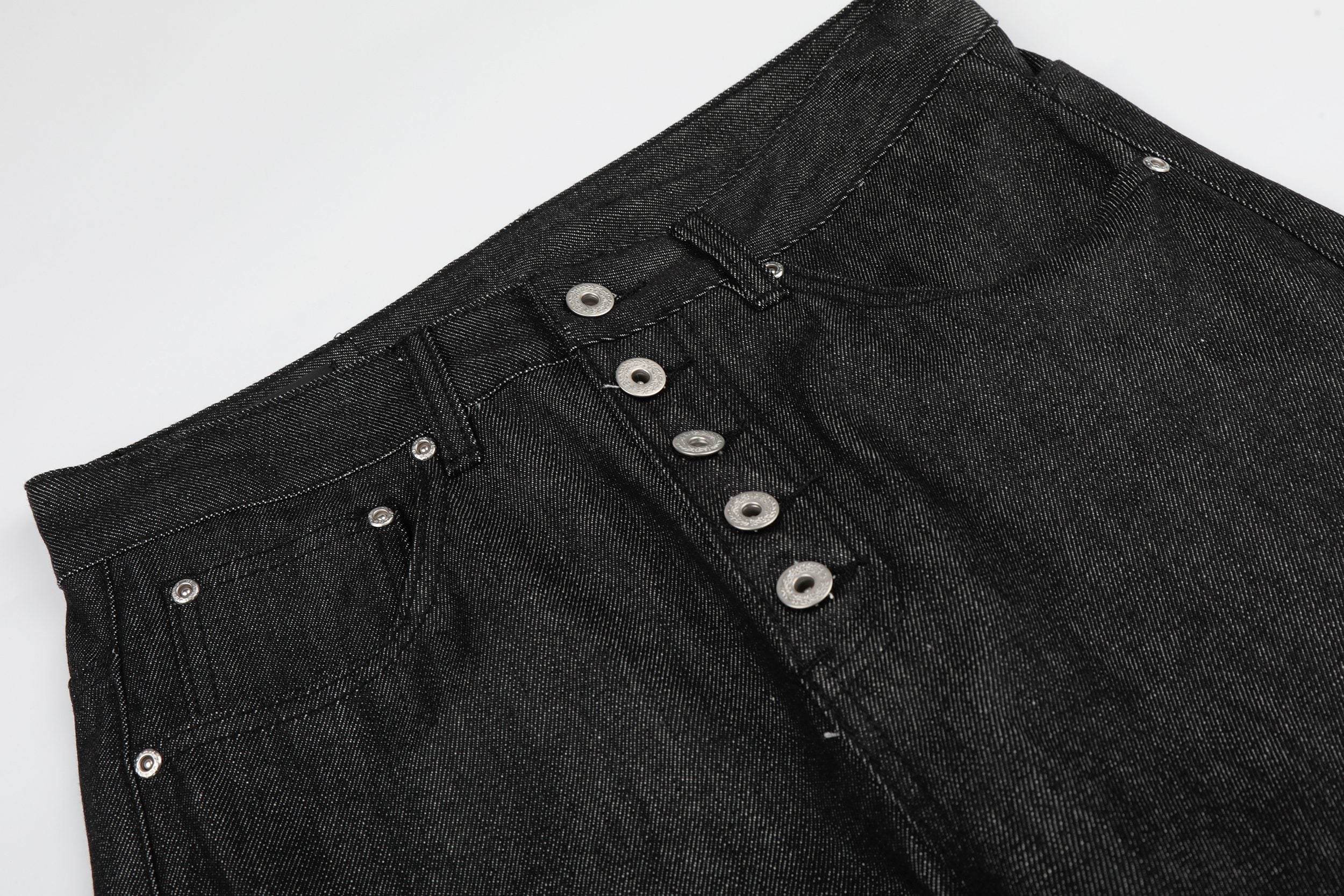 Omirad “Black Raw Button Denim Jeans”