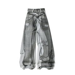 Omirad Graphic Panel Wide-Leg Pants