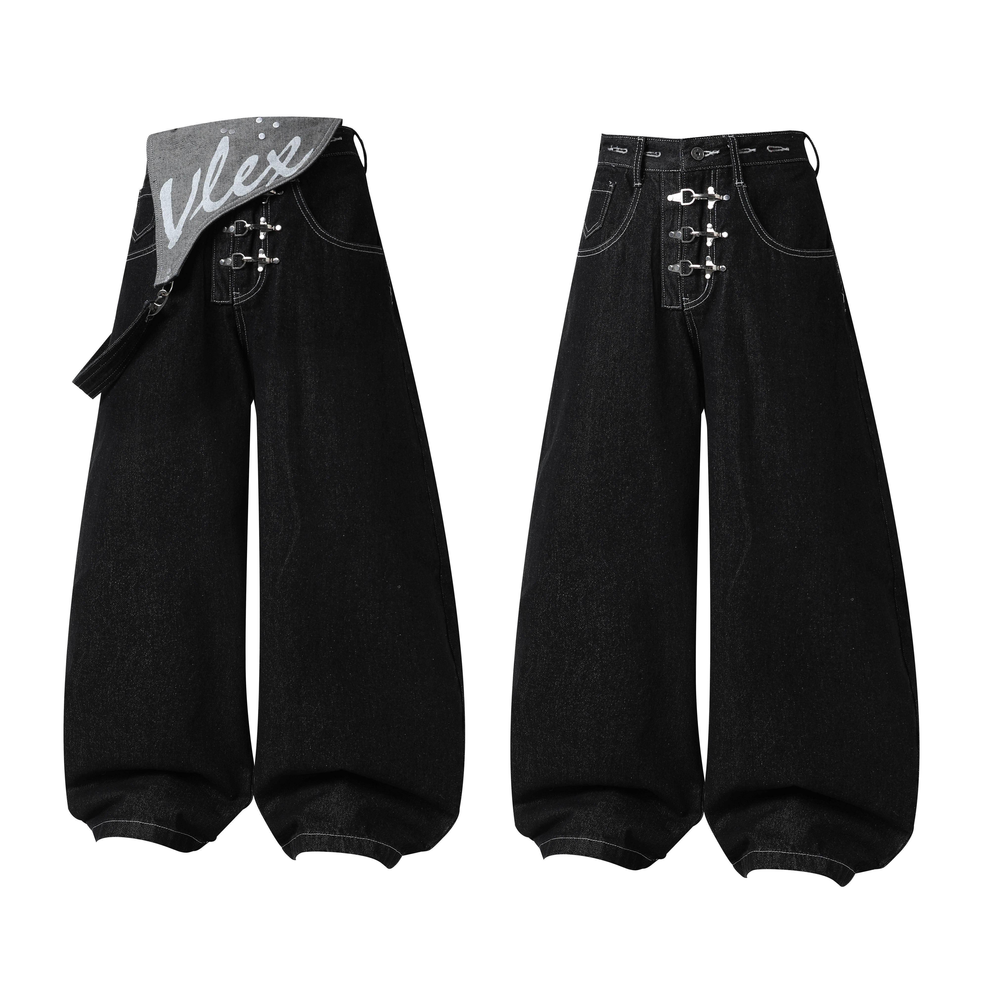 Omirad Hardware Strap Wide-Leg Jeans