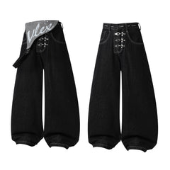 Omirad Hardware Strap Wide-Leg Jeans