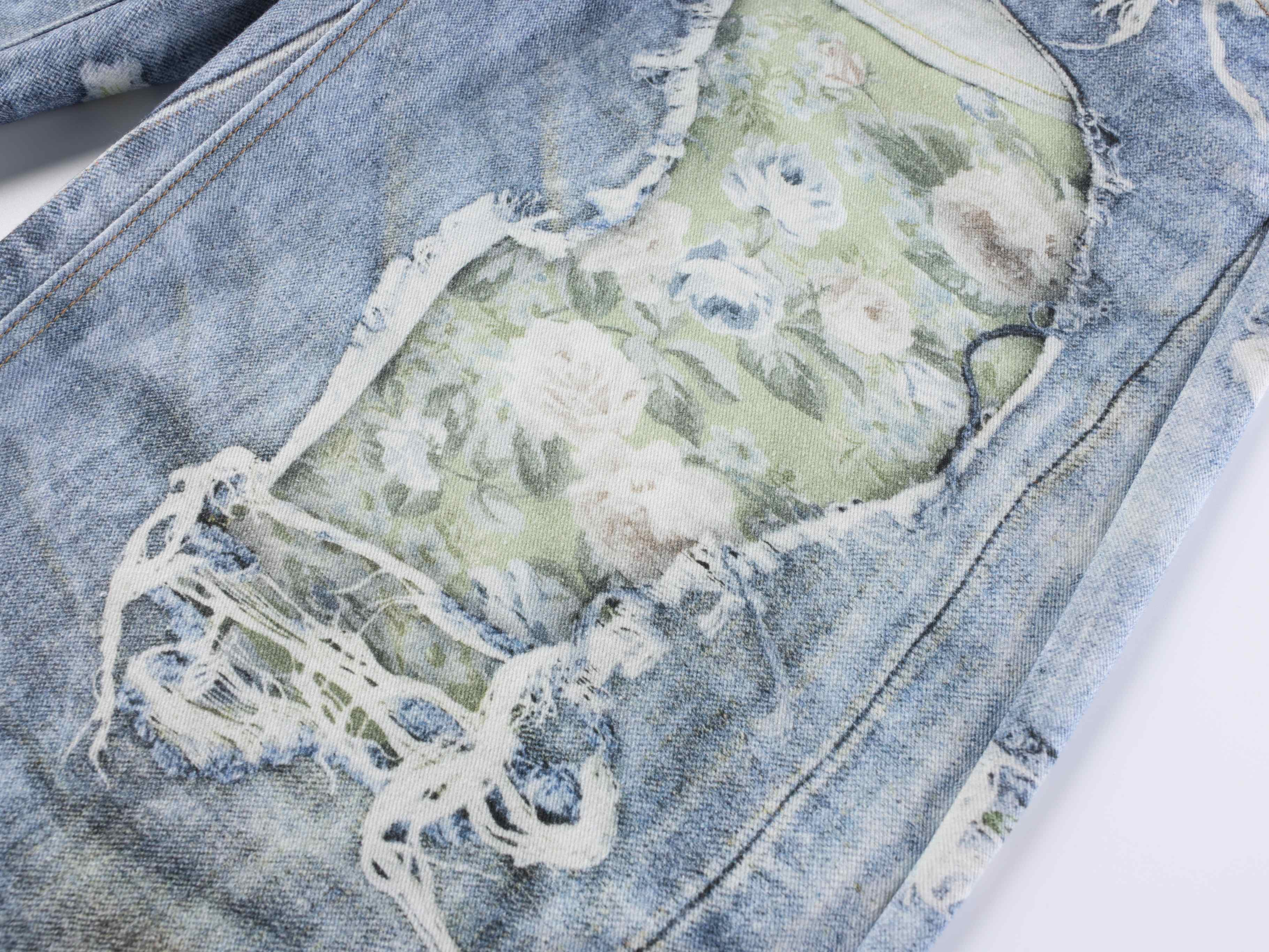 Omirad Floral Patchwork Distressed Jeans