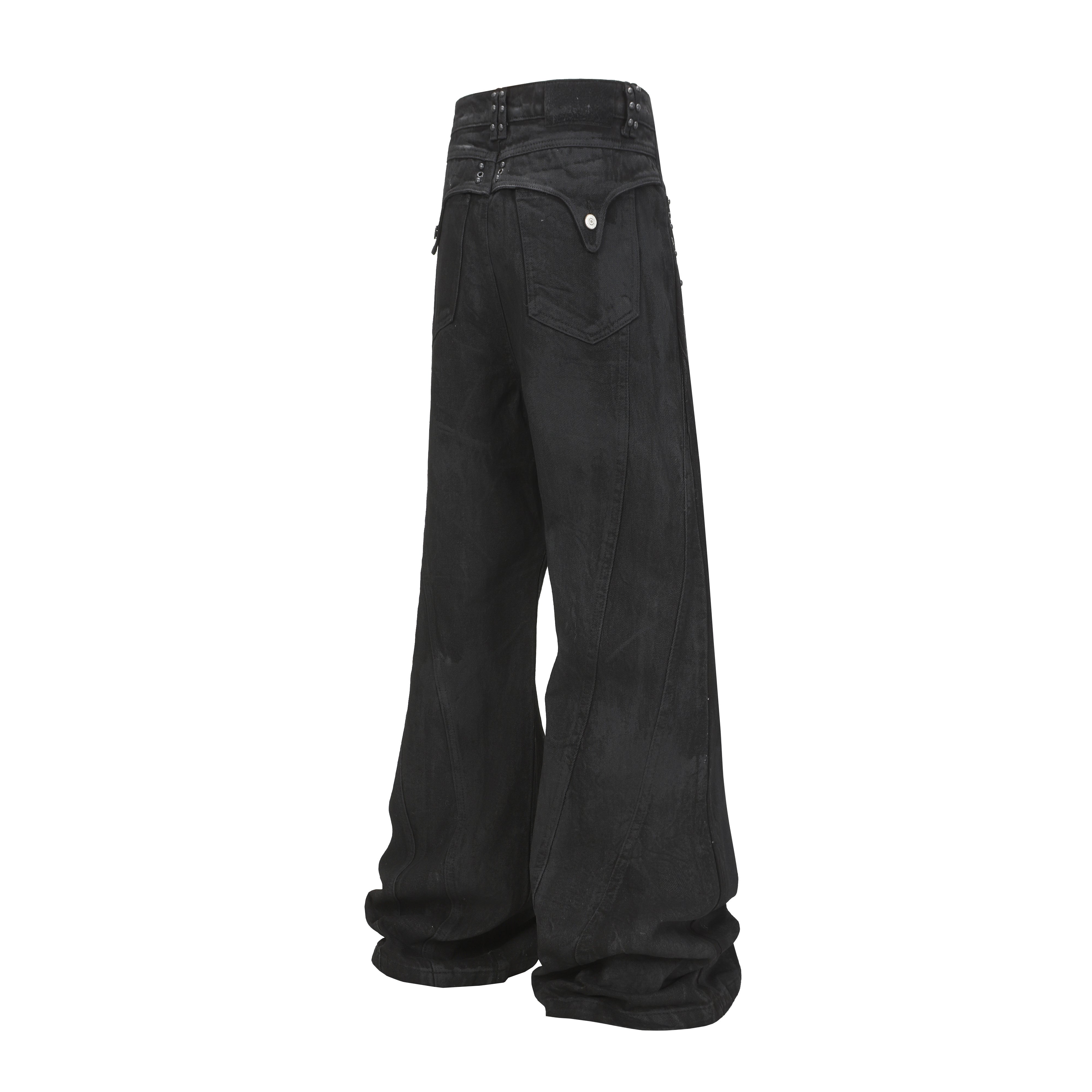 Omirad Studded Panel Wide-Leg Jeans