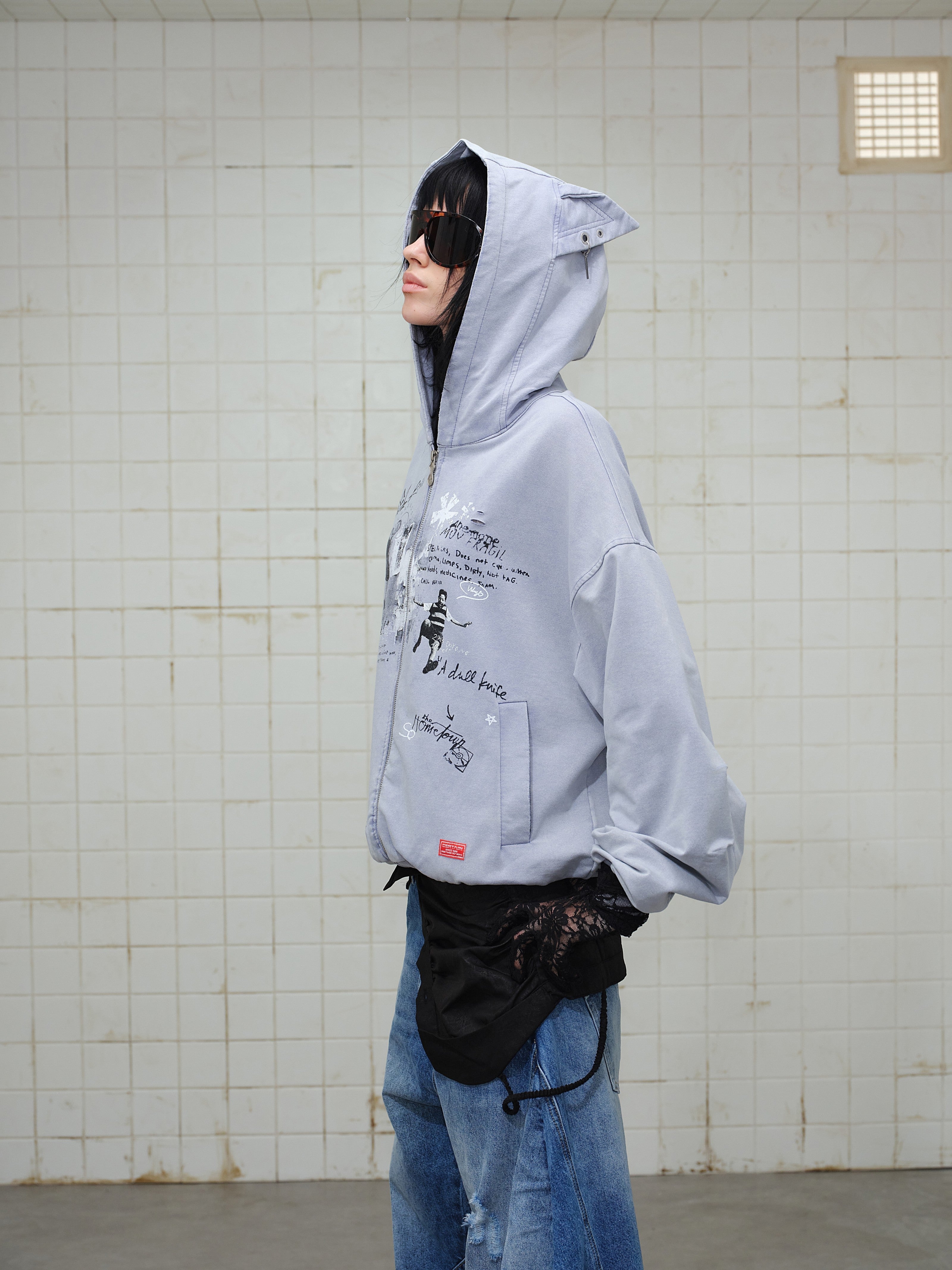 Omirad Gradient Graphic Zip Hoodie