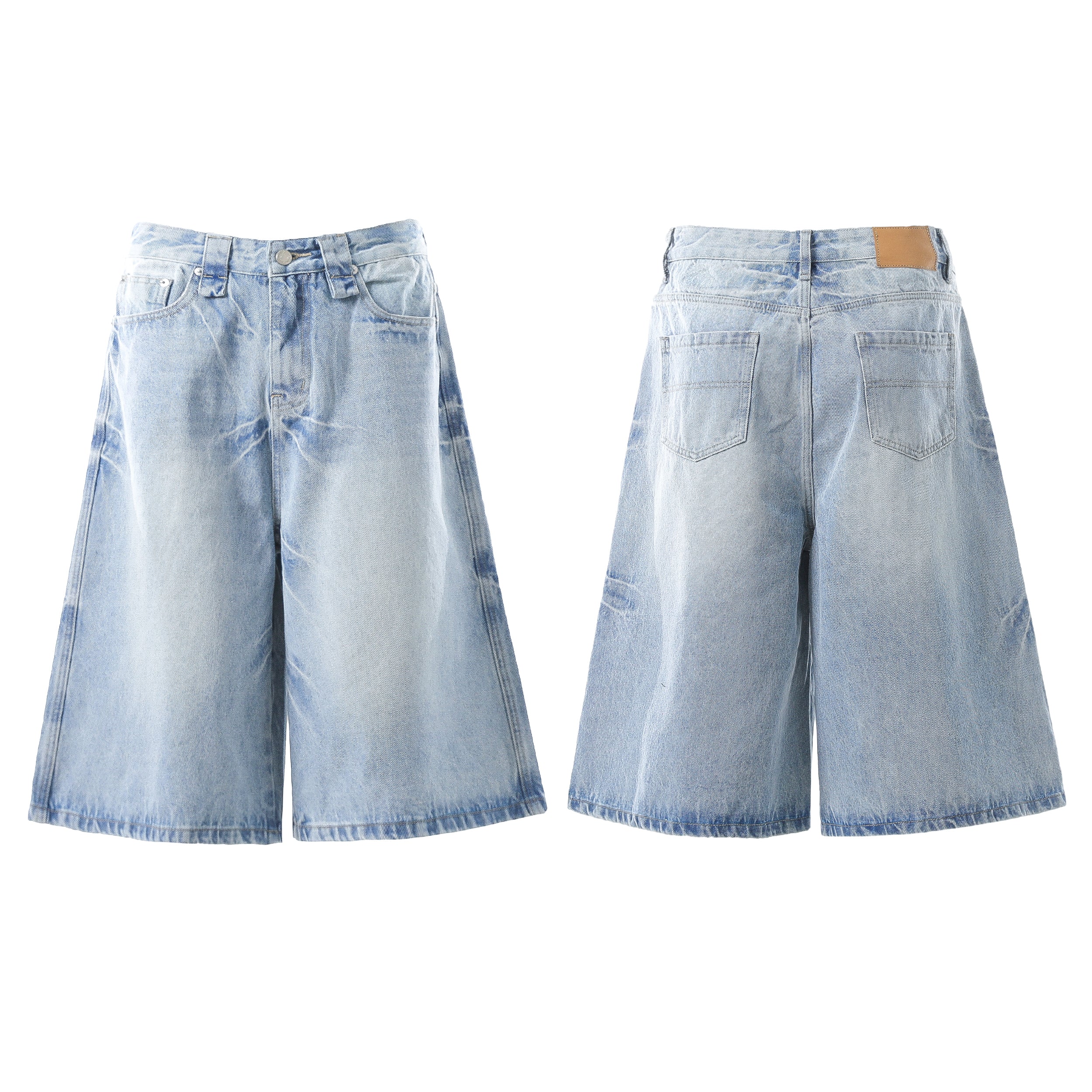 Omirad Vintage Wash Wide-Leg Denim Shorts